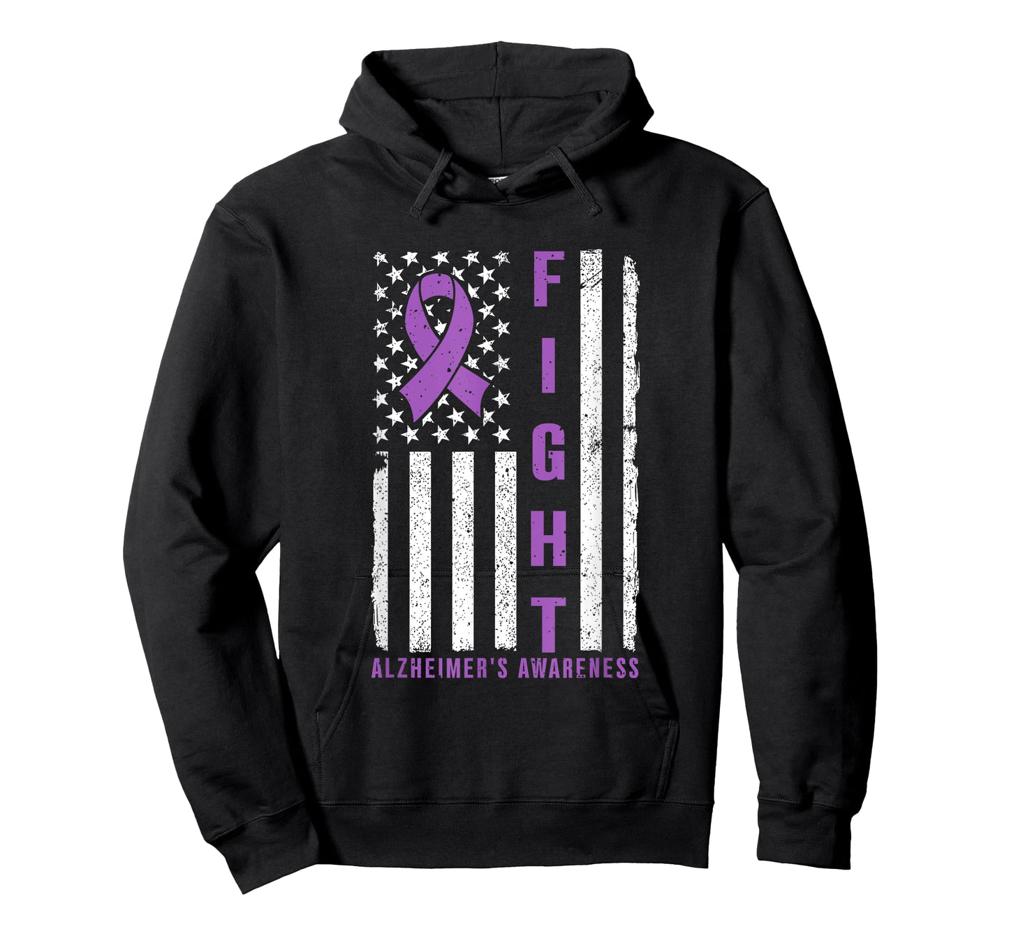Fight Against Alzheimer's Purple Ribbon American Flag Mens T-Shirt