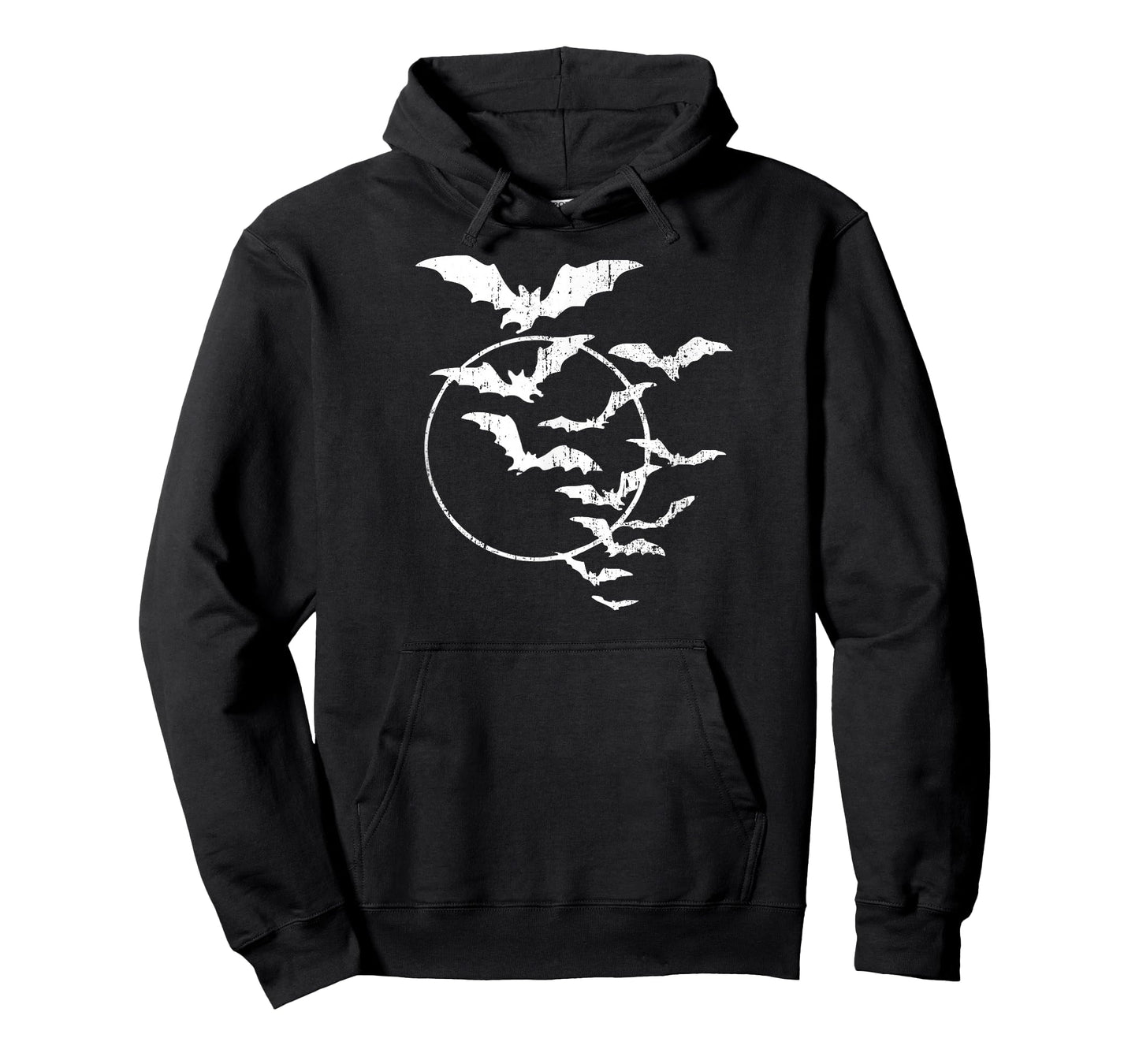 Halloween Swarm of Bats Full Moon Spooky Vintage Art Graphic T-Shirt