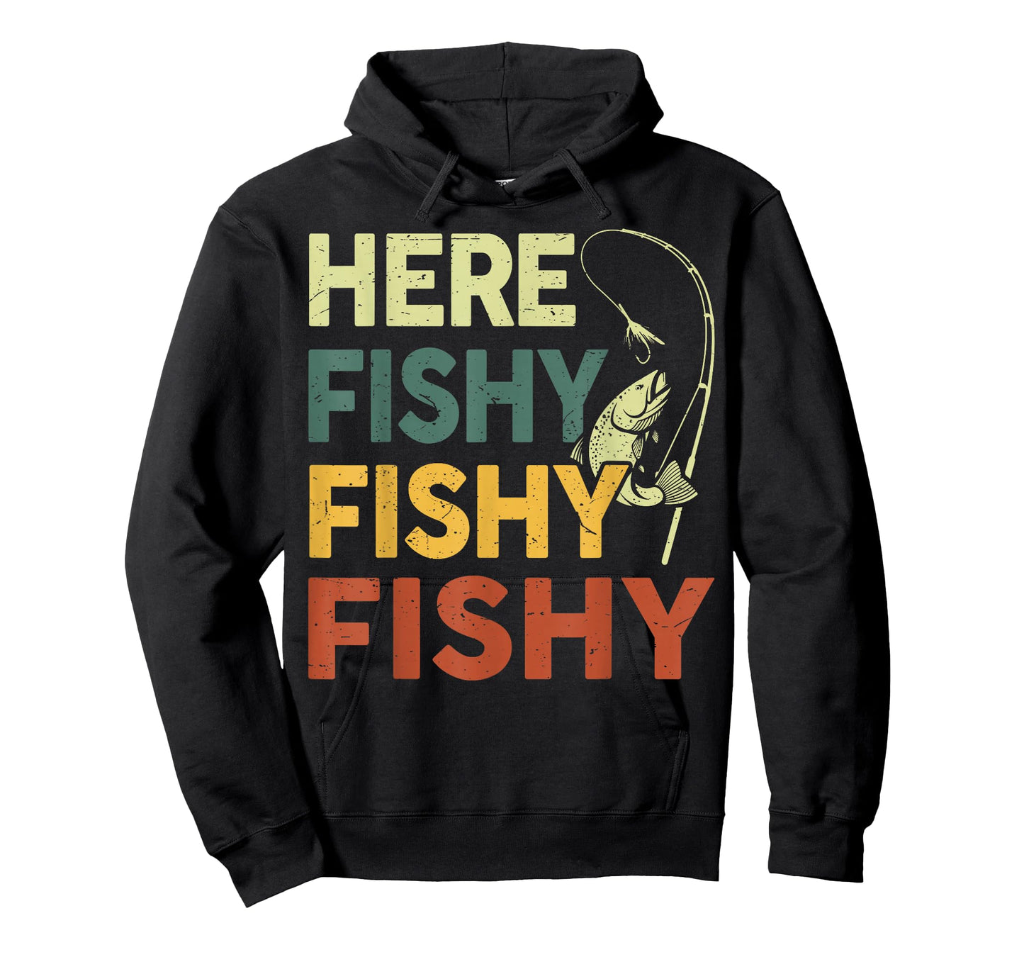 Here-Fishy Fishing-Shirt Bass Fish Dad Gift Funny Fisherman T-Shirt