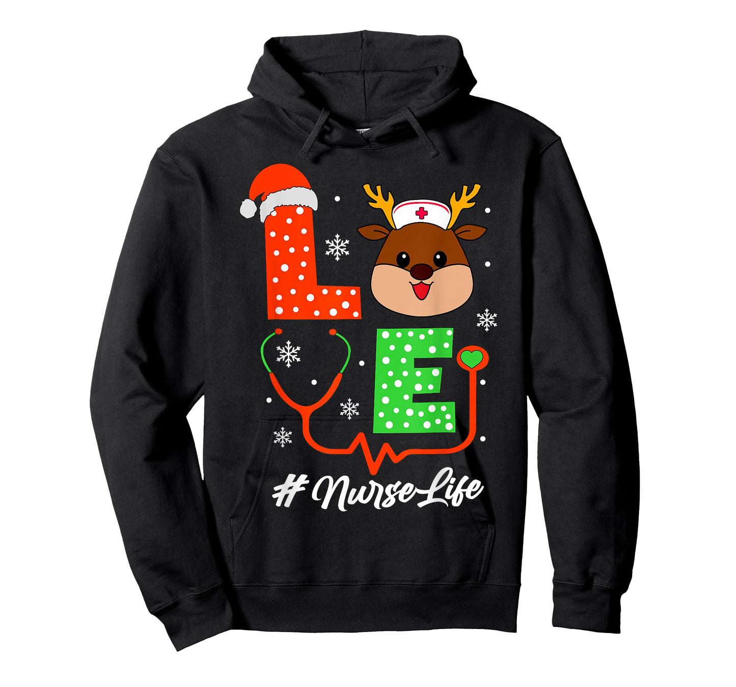 Christmas Nurse Scrub Tops For Women Love Reindeer Nurse T-Shirt