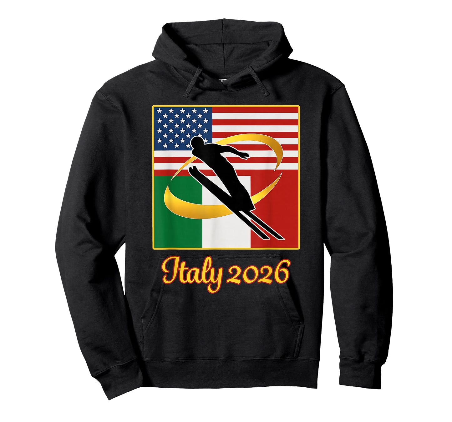 Italy 2026 Ski Jump 2026 USA Italy Flags Winter Sports T-Shirt