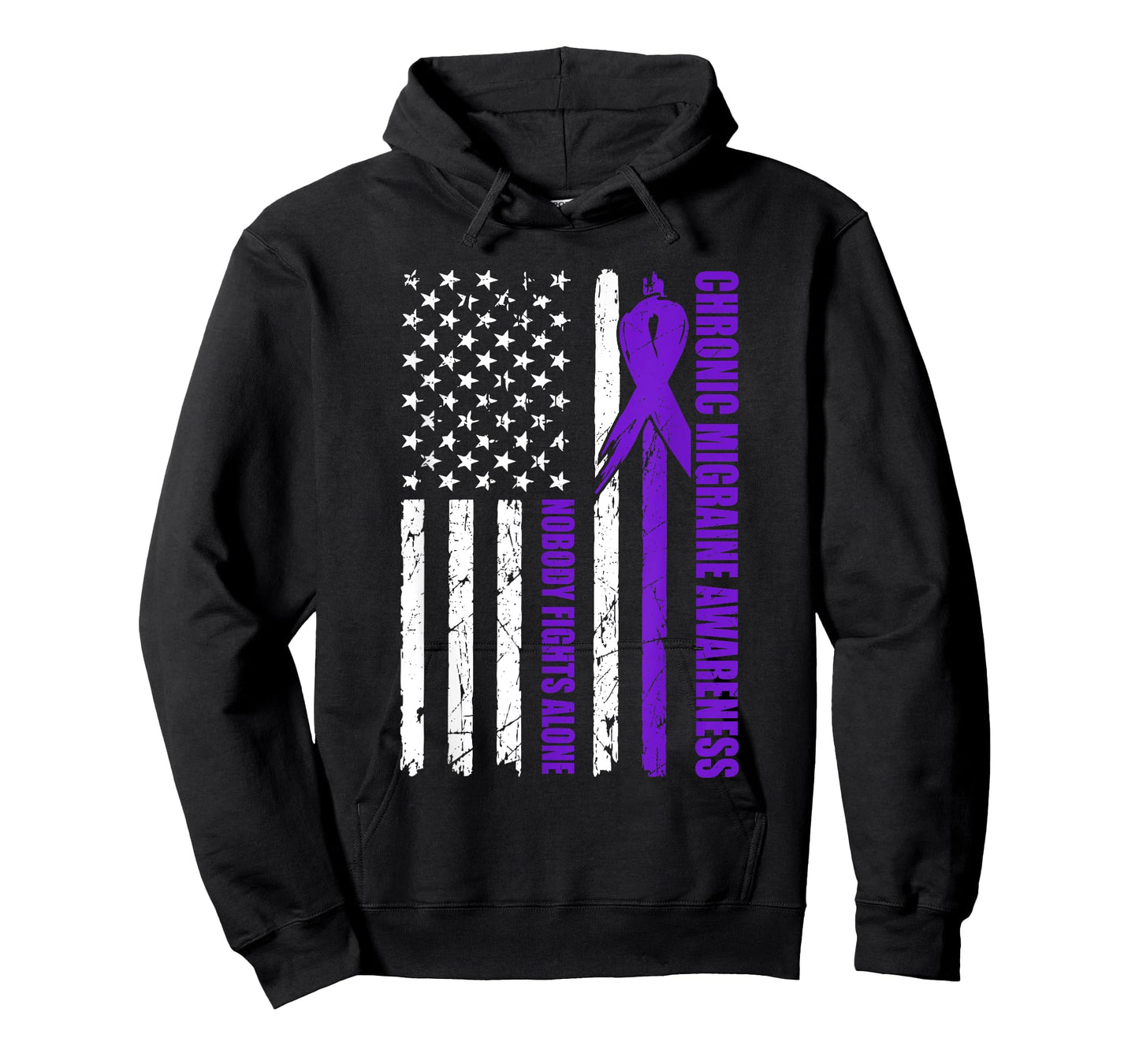 Chronic Migraine Awareness USA Flag Purple Ribbon Mens Dads T-Shirt