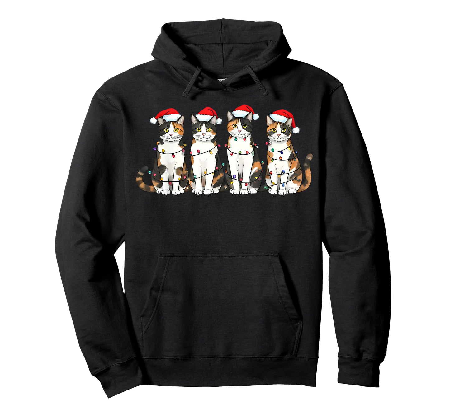 Calico Cat Santa Christmas Lights T-Shirt for Men Women Kids