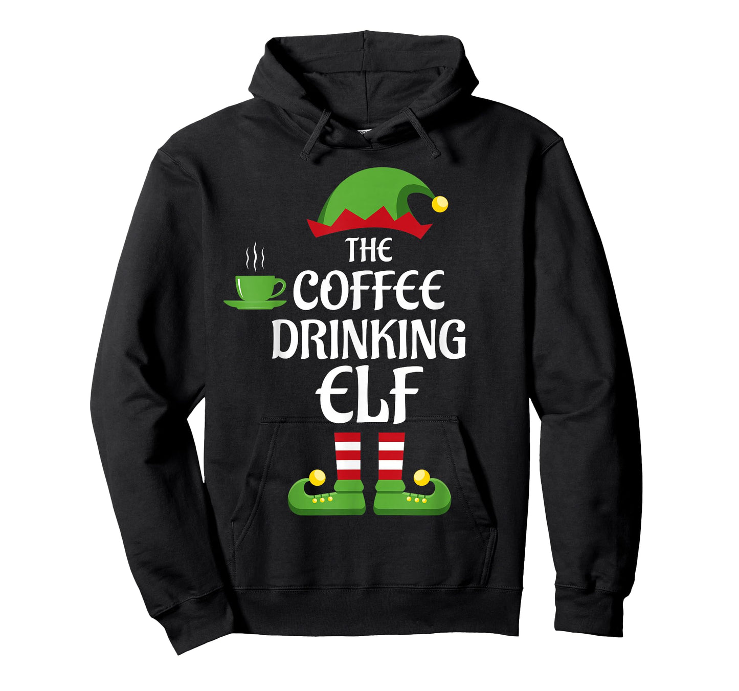 Coffee Drinking Elf Family Matching Group Christmas T-Shirt