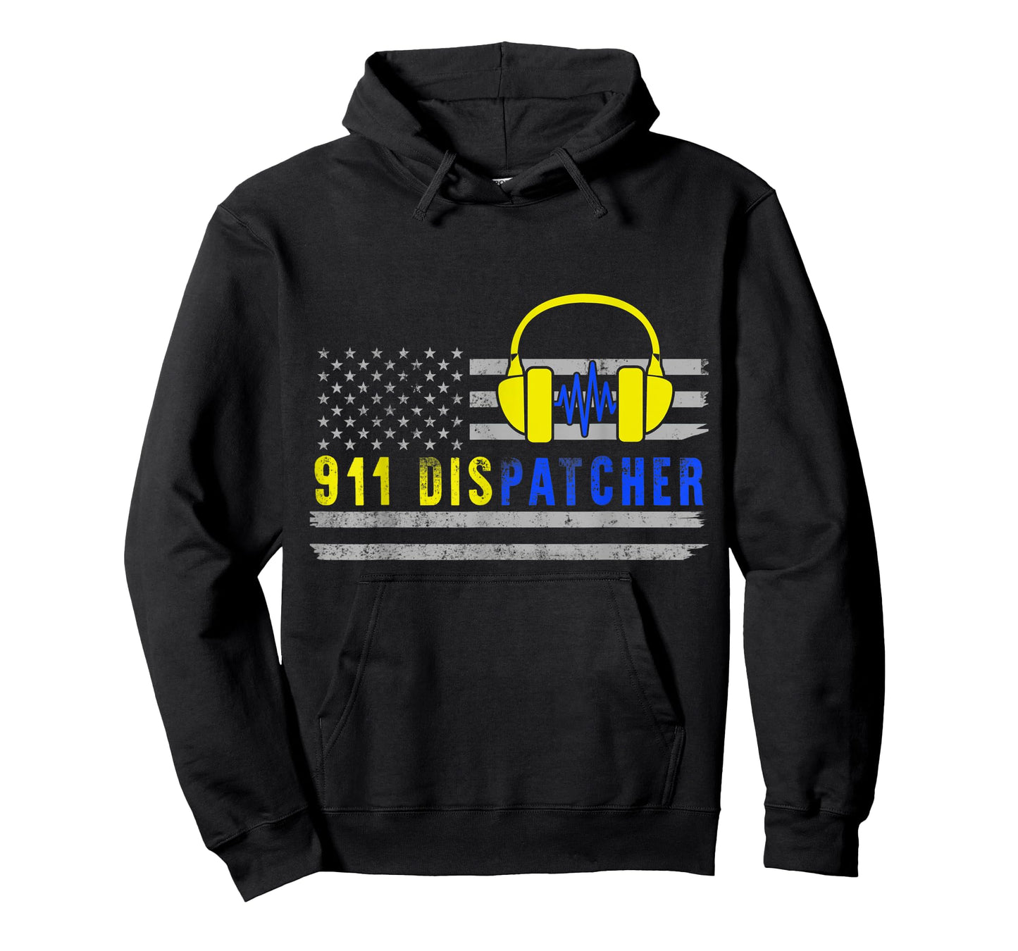 911 Dispatcher USA Yellow Thin Gold Line Flag Christmas Gift T-Shirt