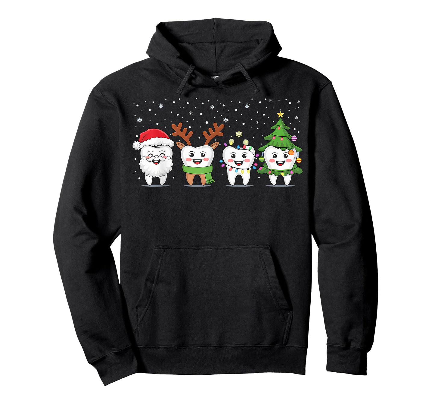 Cute Christmas Dental Tooth Characters Fun Holiday Dentist T-Shirt