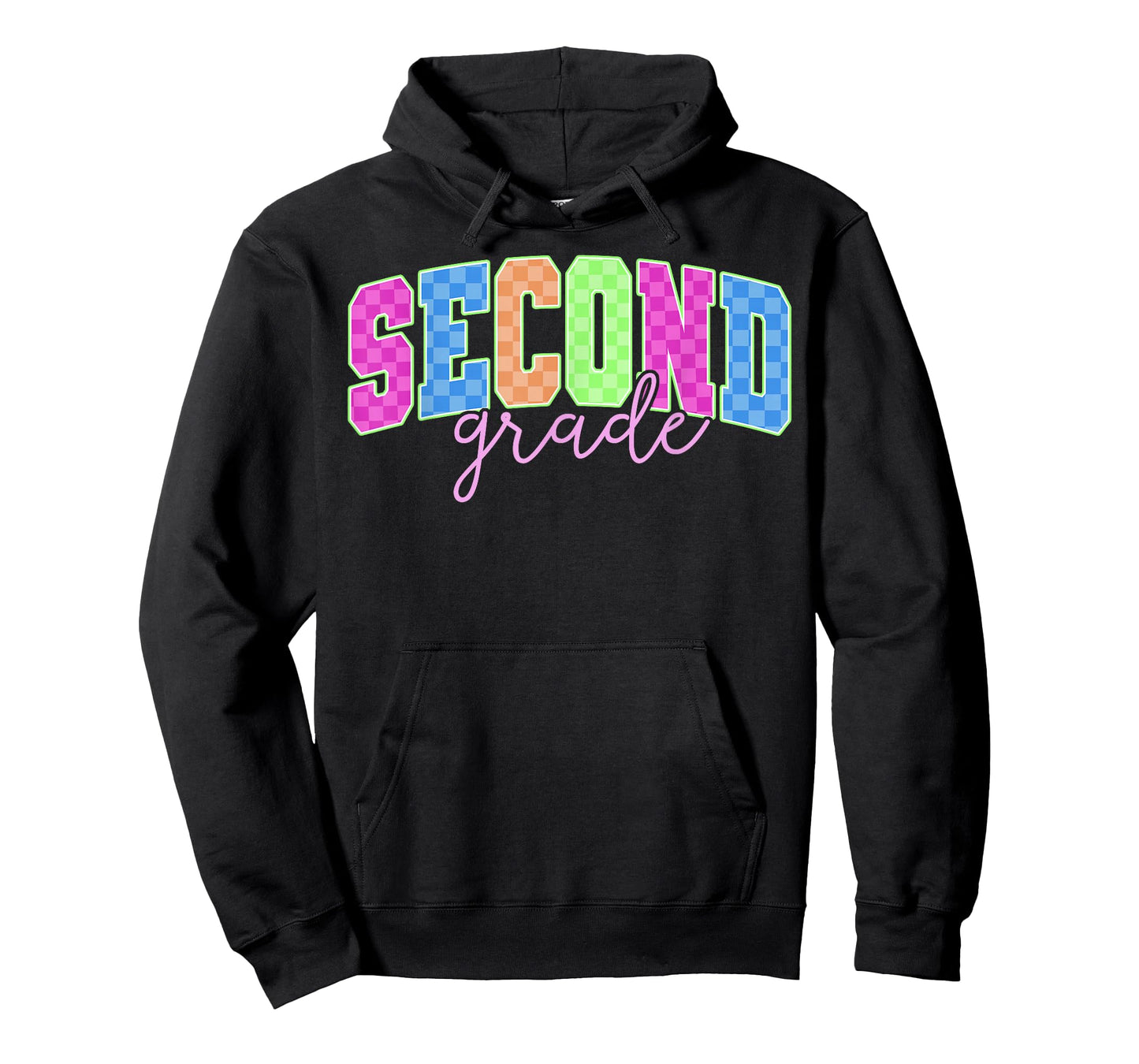 Back To School Neon Checkered Second Grade, Colorful Teacher T-Shirt