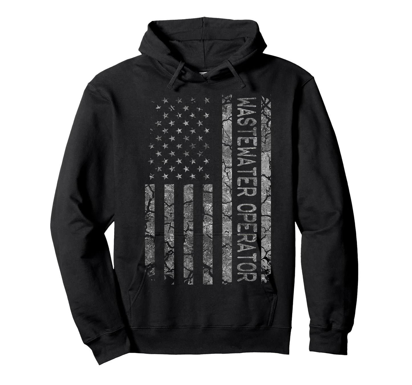 Funny Job Title Worker American Flag Wastewater Operator Women Men T-Shirt