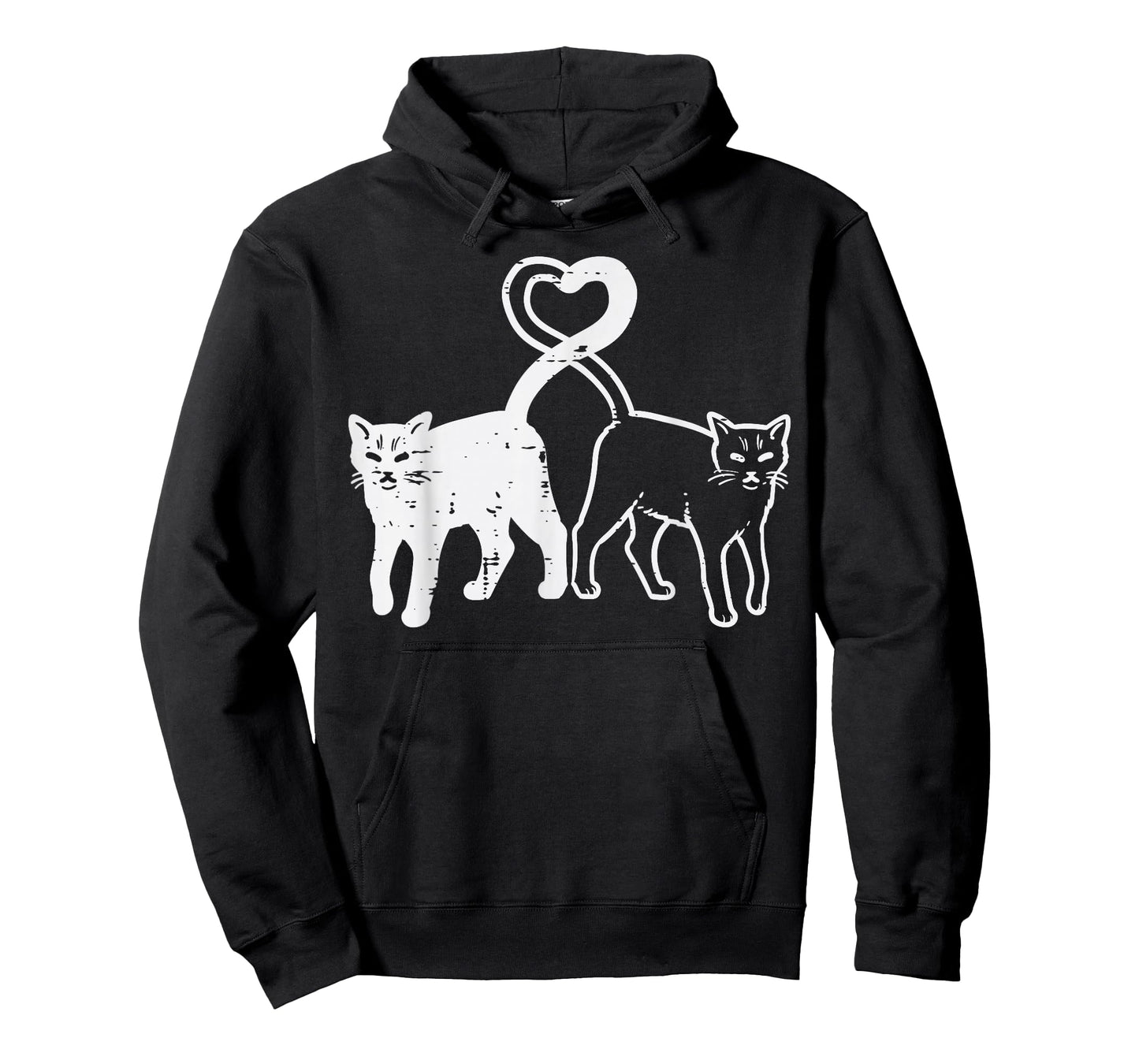 Black and White Cat Heart Tail Cute Kitten Women Girls Kids T-Shirt