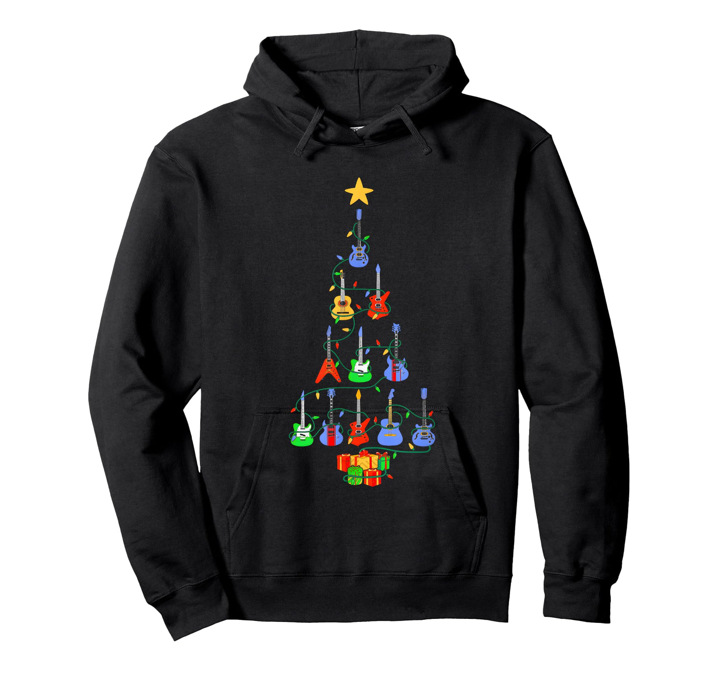 Guitar Christmas Tree Lights Rock Music Holiday Guitarist T-Shirt