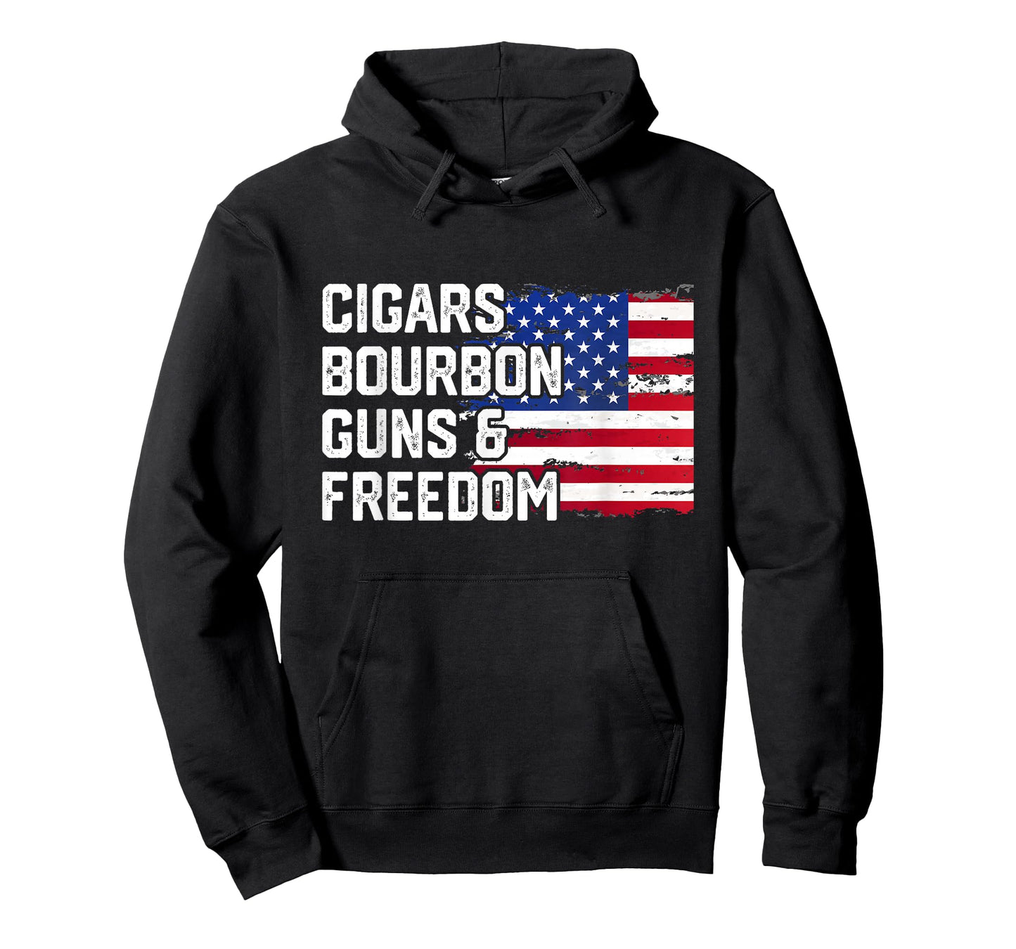 Cigars Bourbon Guns and Freedom Lover American Usa Flag T-Shirt