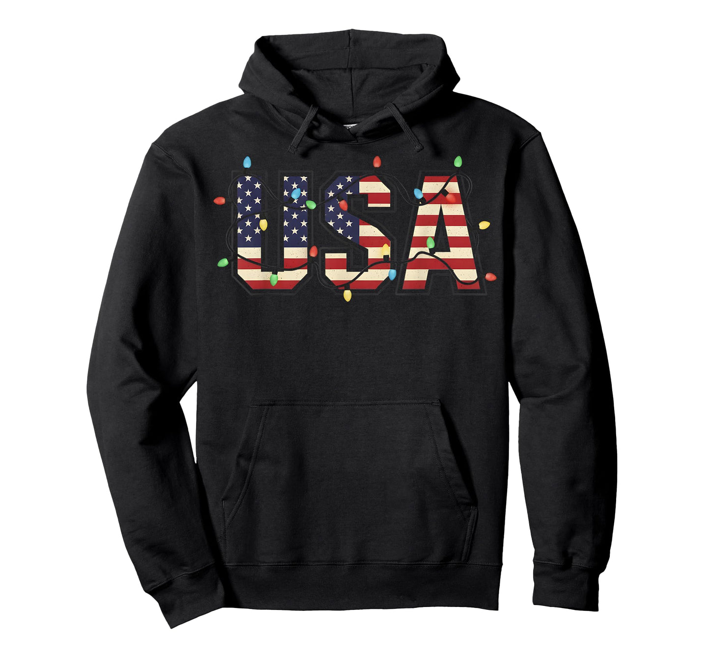 USA 4th of July US Flag Xmas Lights Christmas America T-Shirt
