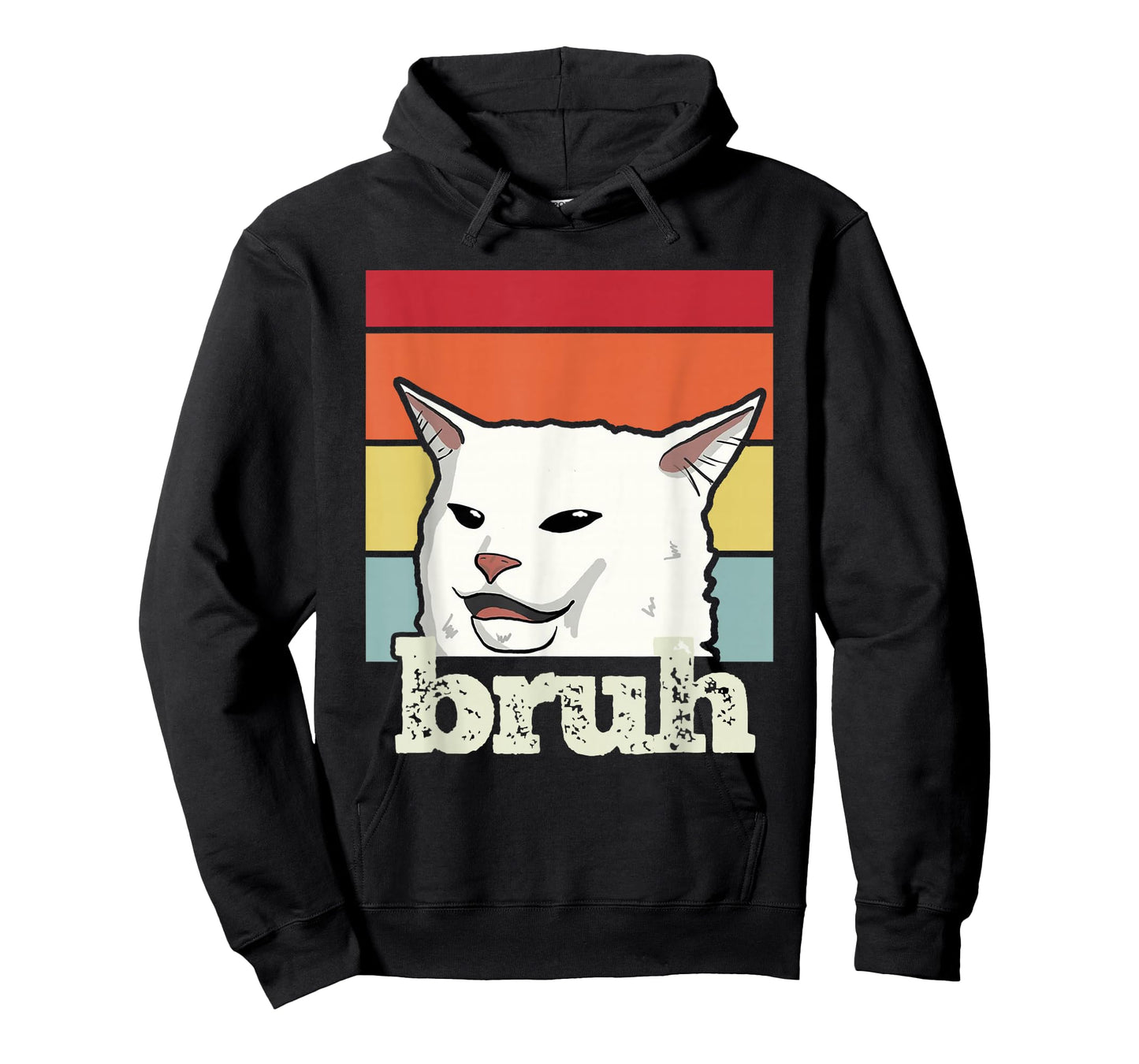 Funny Meme Saying Bruh with Cat Greetings Teens Boys Men T-Shirt