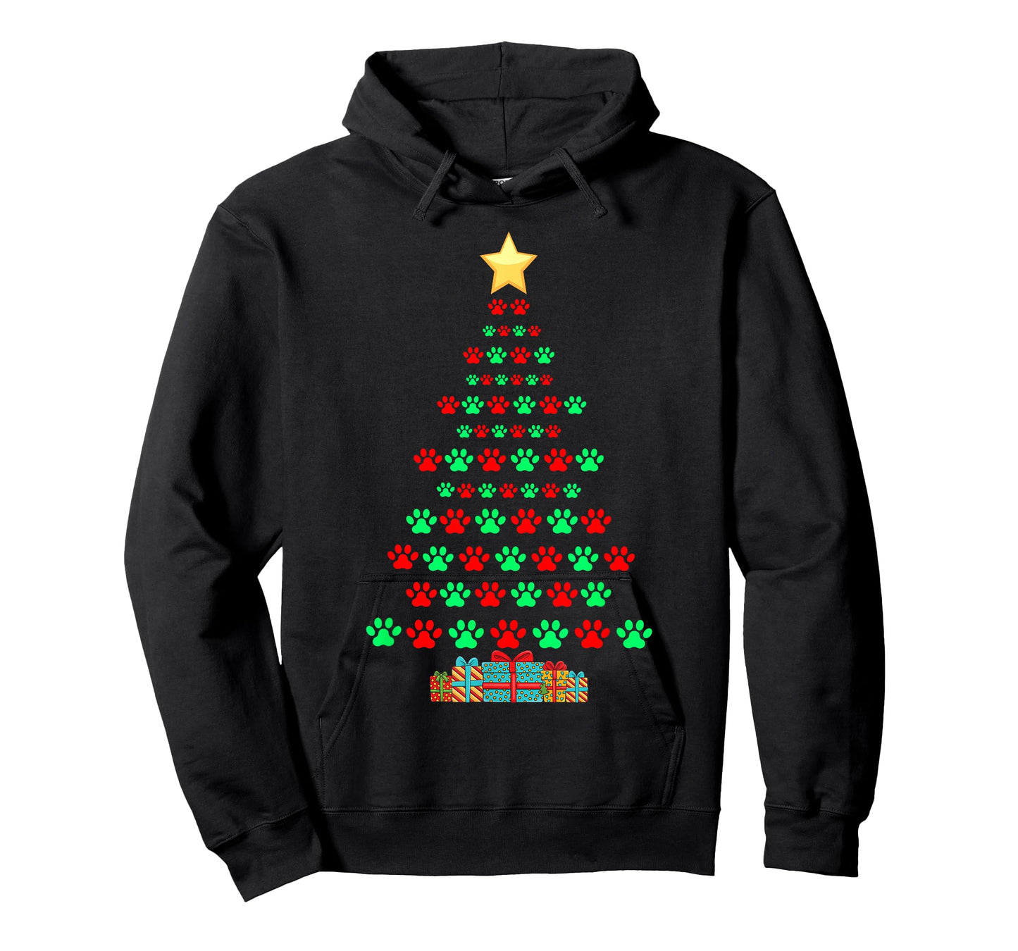 Super Cute Dog Paws Print Christmas Tree T-Shirt