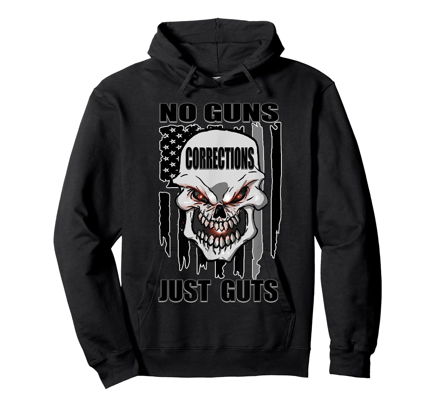 Corrections Officer No Guns Just Guts US Flag Silver Line T-Shirt
