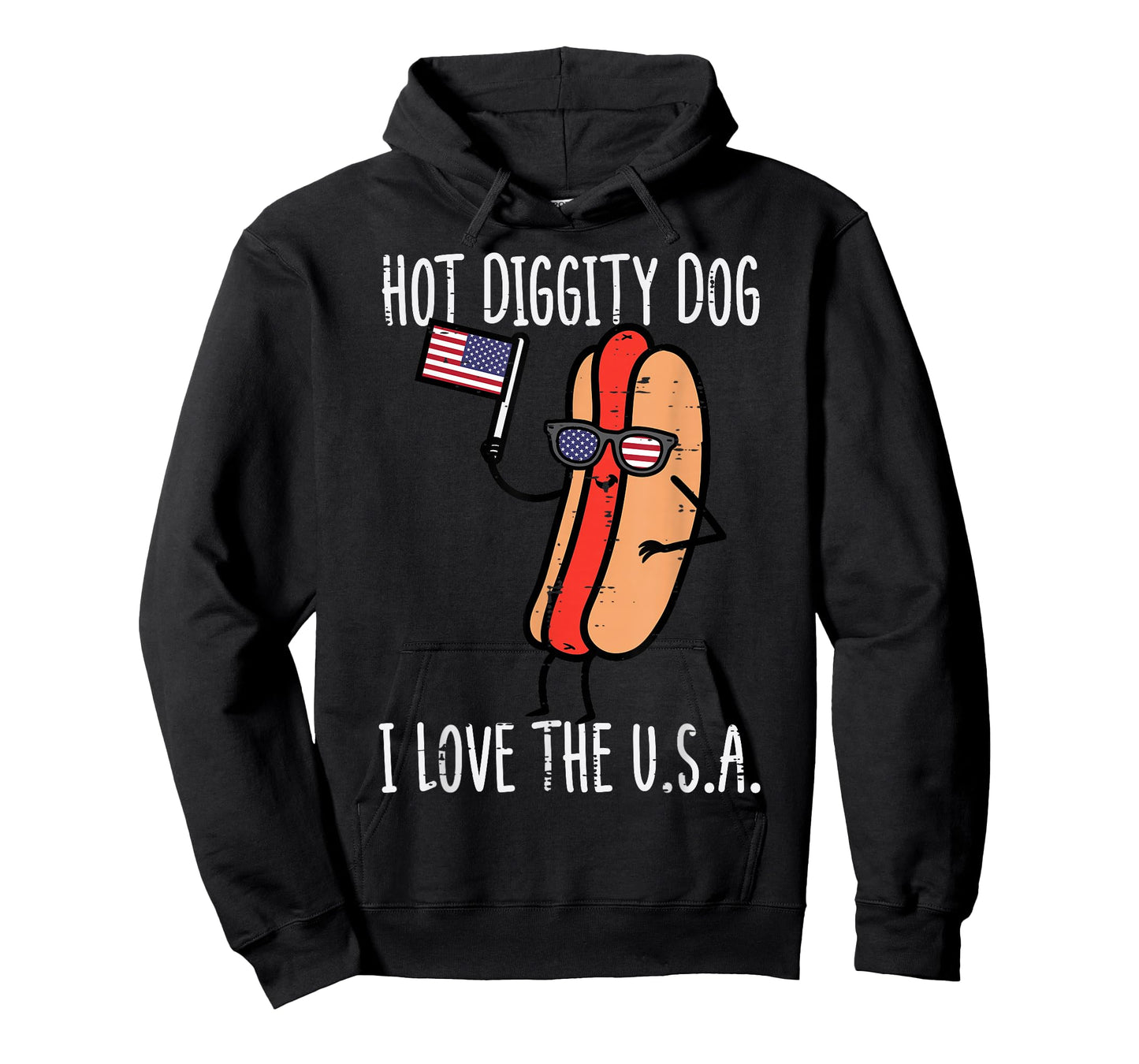 4th July Hot Diggity Dog USA Flag Funny Hotdog Men Women Kid T-Shirt