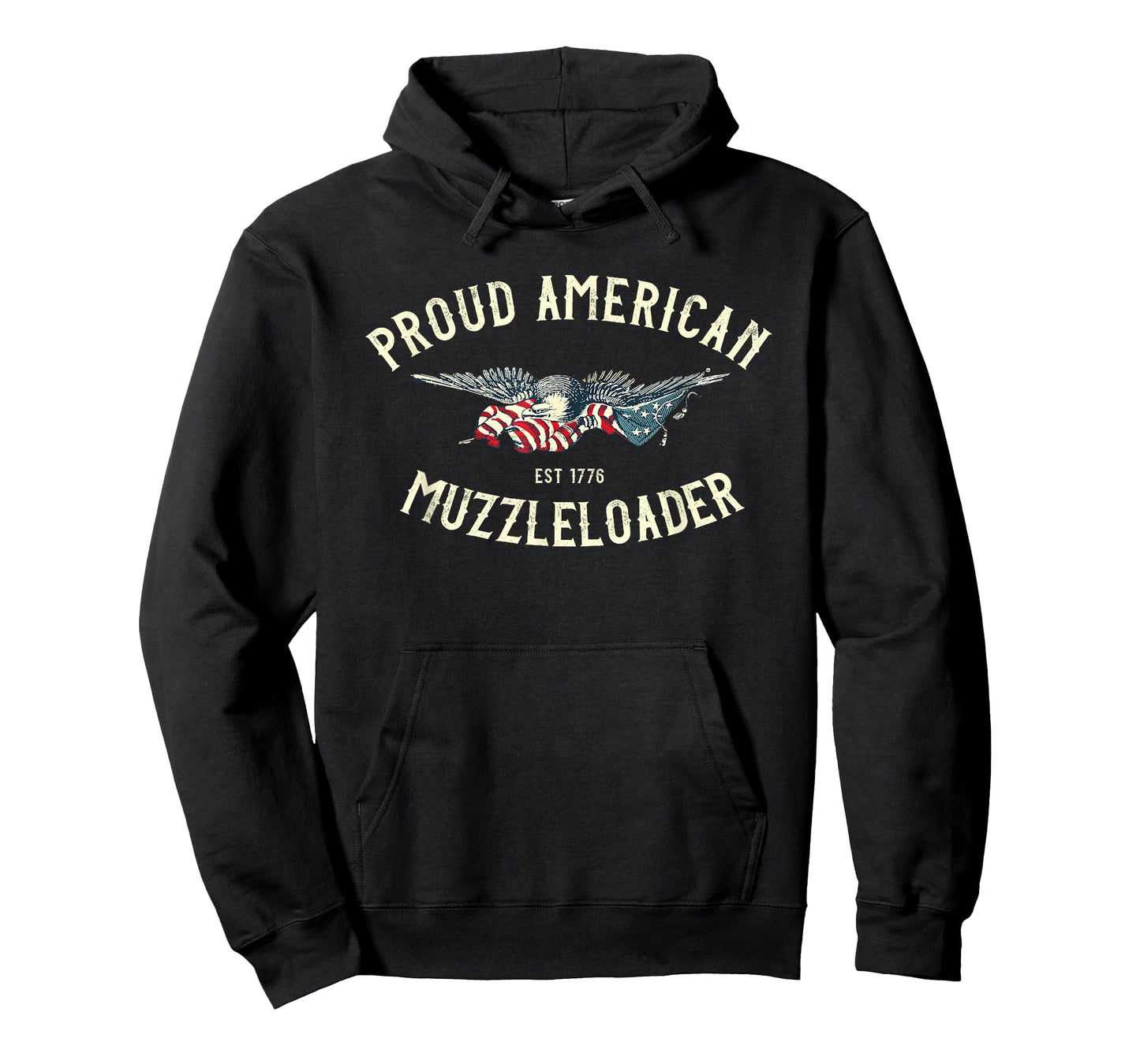 Black Powder Muzzleloading Accessories and Apparel Muzzleloader Vintage Eagle Holding American Flag T-Shirt