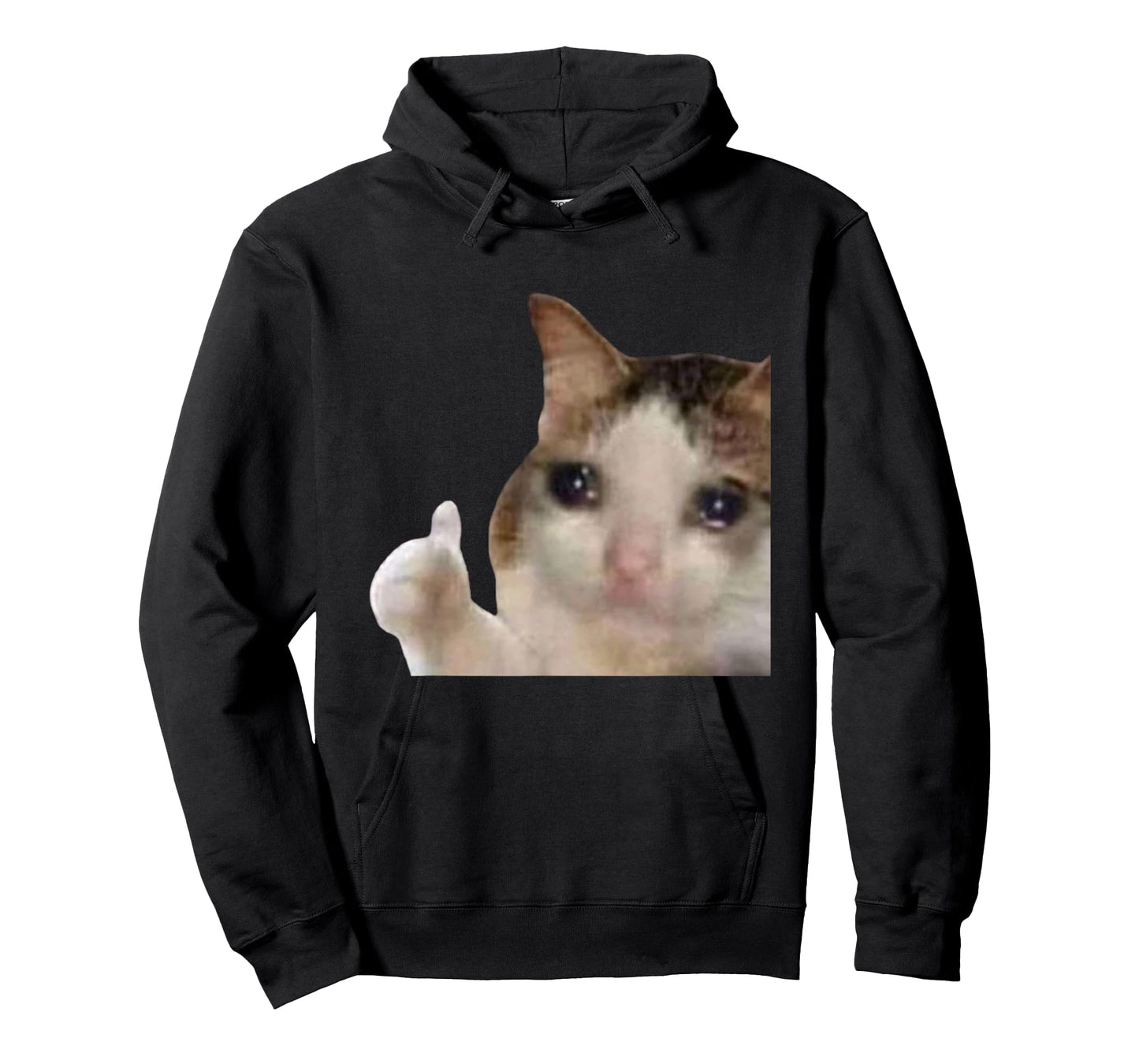 Funny Cute Crying Cat Sad Tears Thumbs Up Meme Gen Z Humor T-Shirt