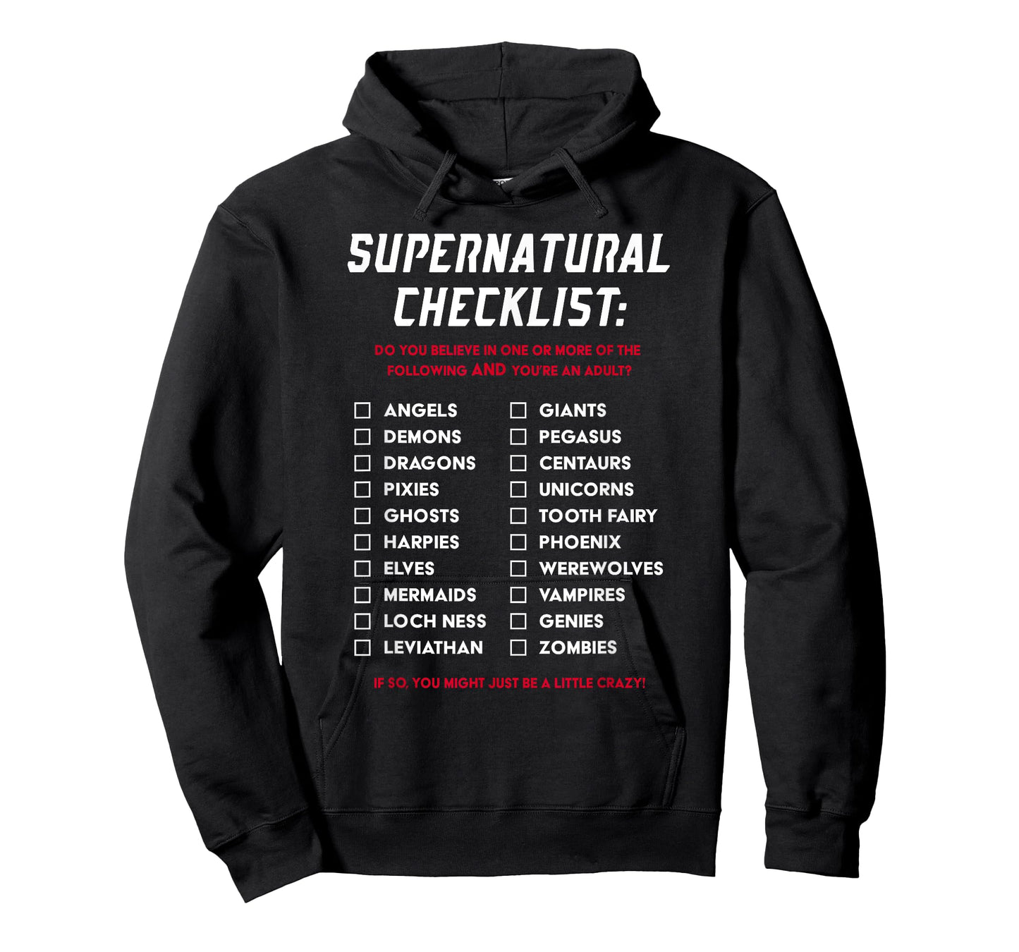 Supernatural Funny Gifts Black Supernatural Checklist T-Shirt Gift T-Shirt