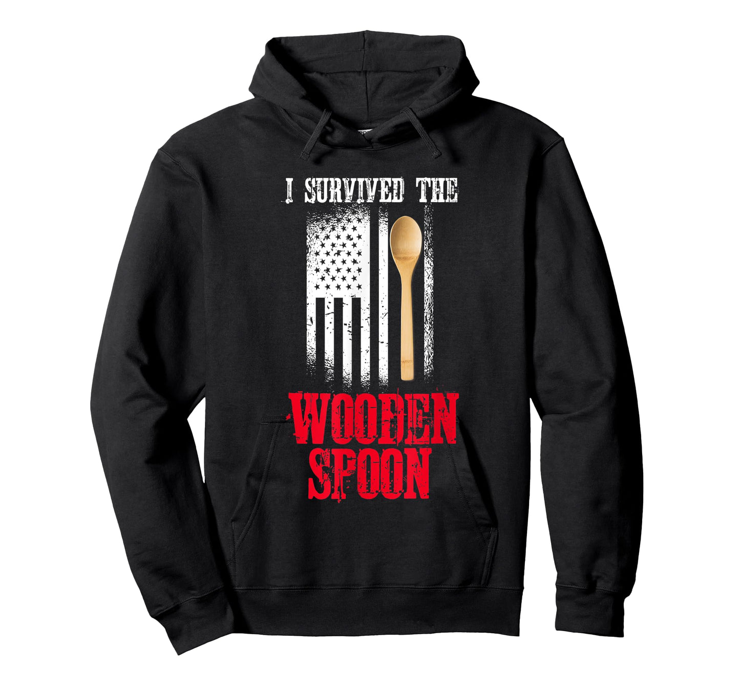 I Survived The Wooden Spoon American Flag Funny Adult Humor T-Shirt