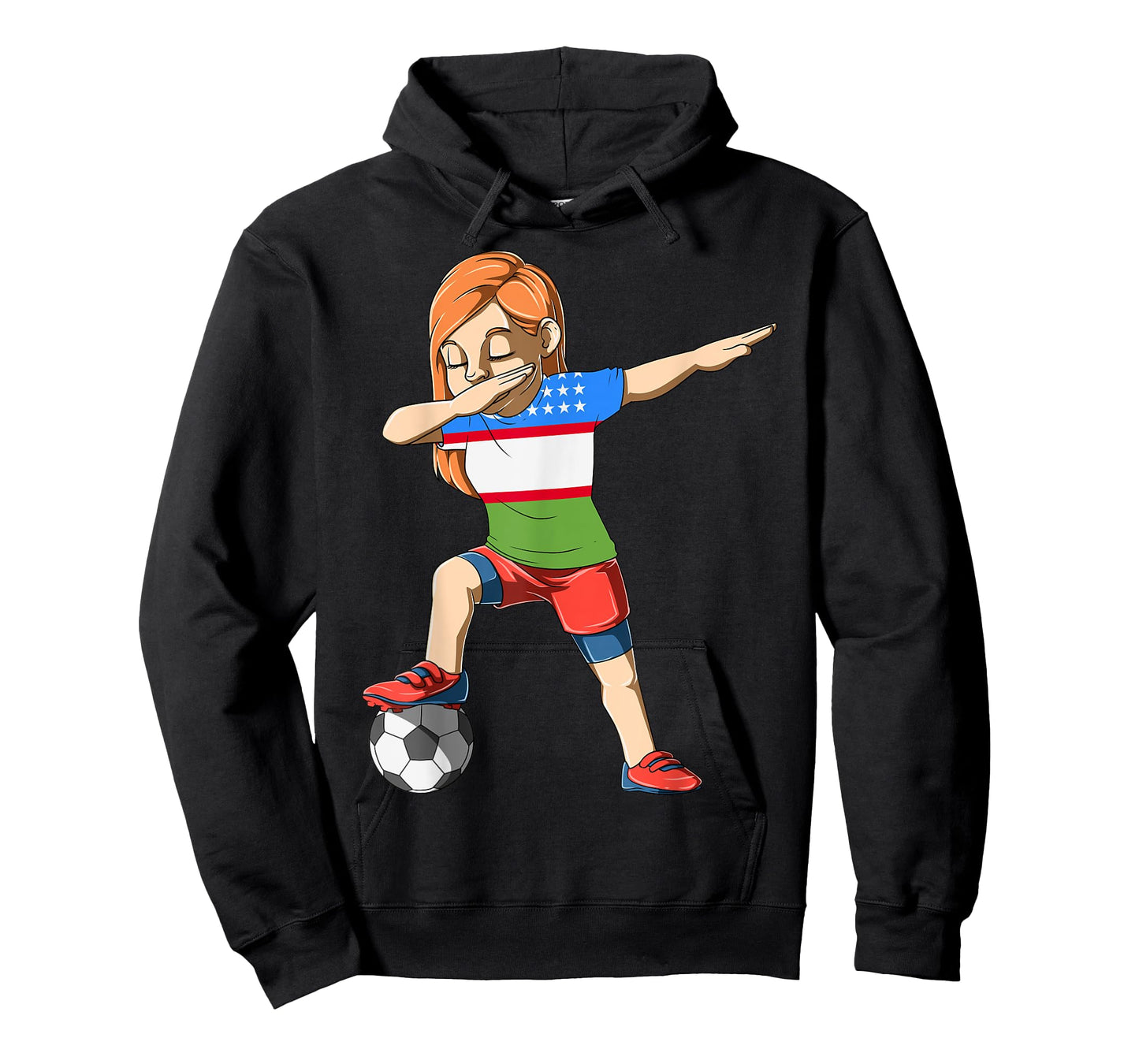 Dabbing Soccer Girl Uzbekistan Jersey Uzbek T-Shirt