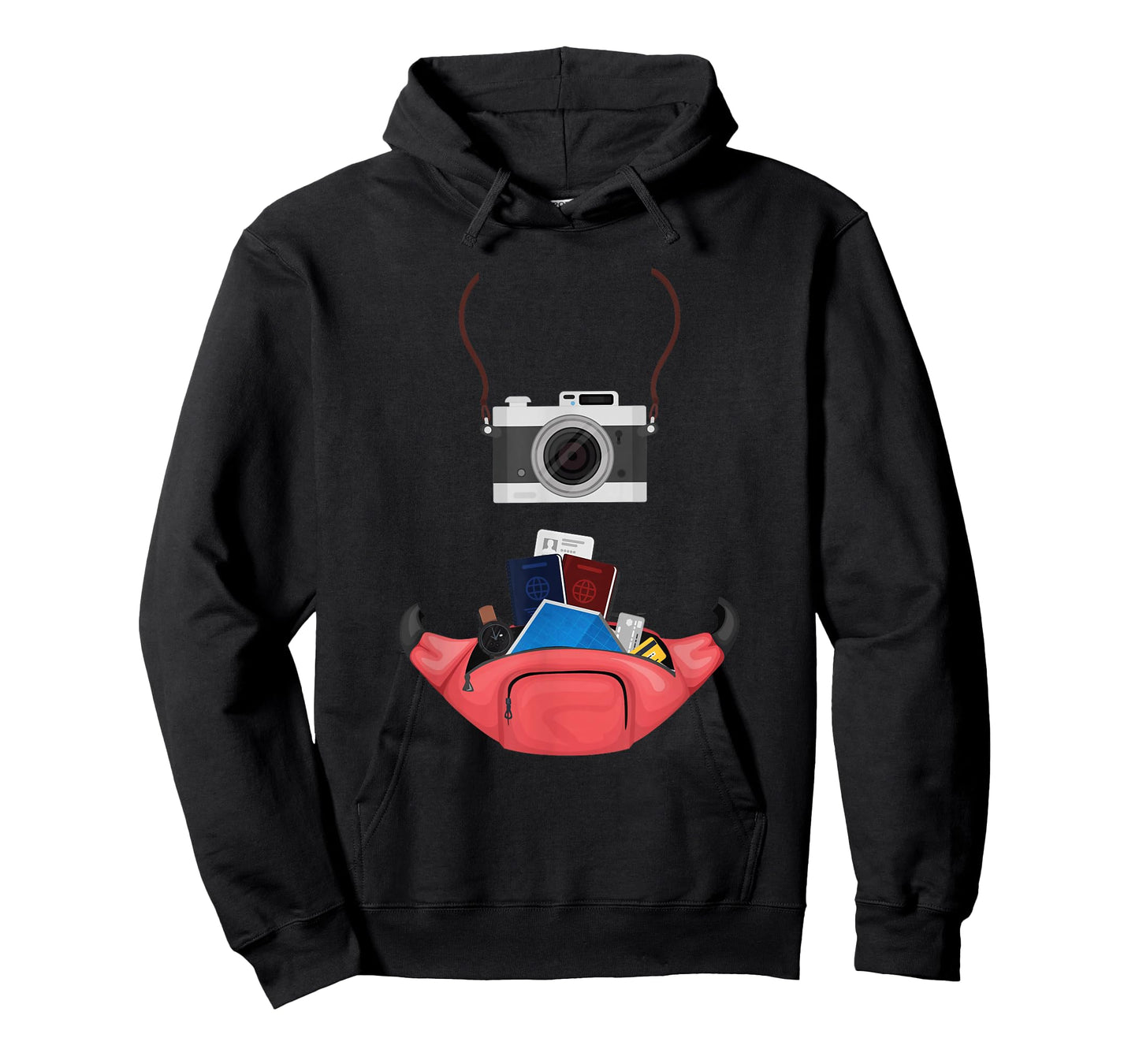 Tourist Spirit Day Camera Passport Map and Camera Tourism T-Shirt