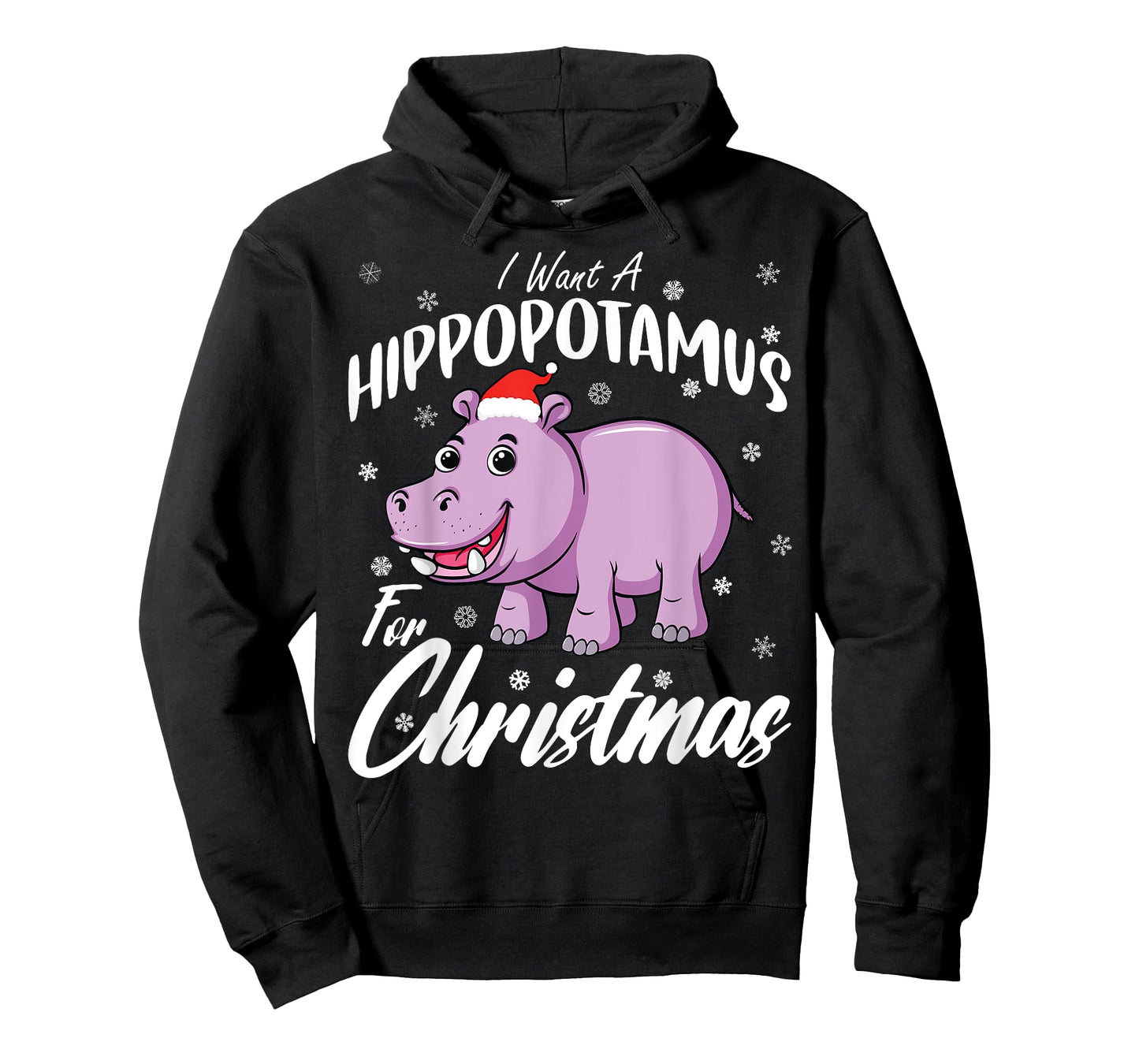 Christmas Hippo Shirt by T&T Unisex-Kids Xmas Hippo T-Shirt Black Small