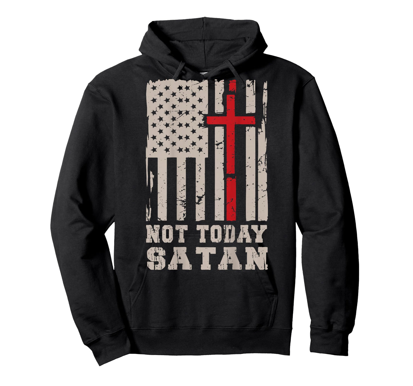 Mens Not Today Satan American Flag Cross Christian Patriotic T-Shirt