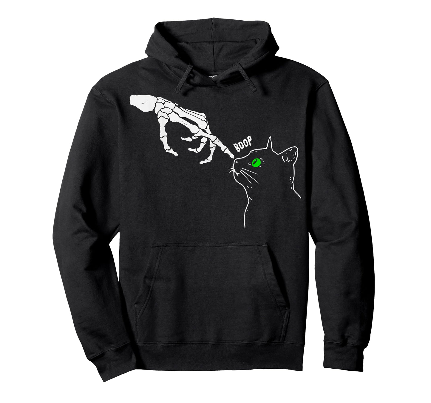 Skeleton Hand Boop On A Cat's Nose Funny Halloween Graphic T-Shirt
