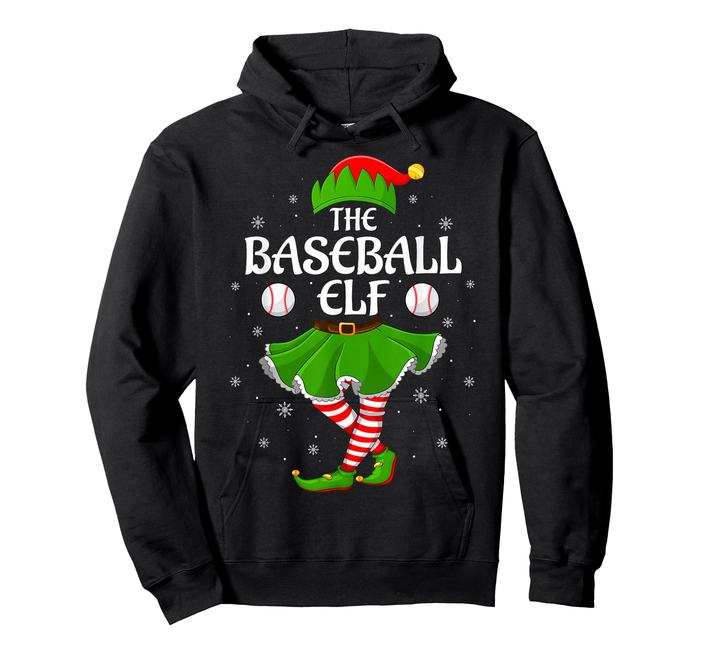 Baseball Elf Christmas Family Girls Women Elf Squad Xmas T-Shirt