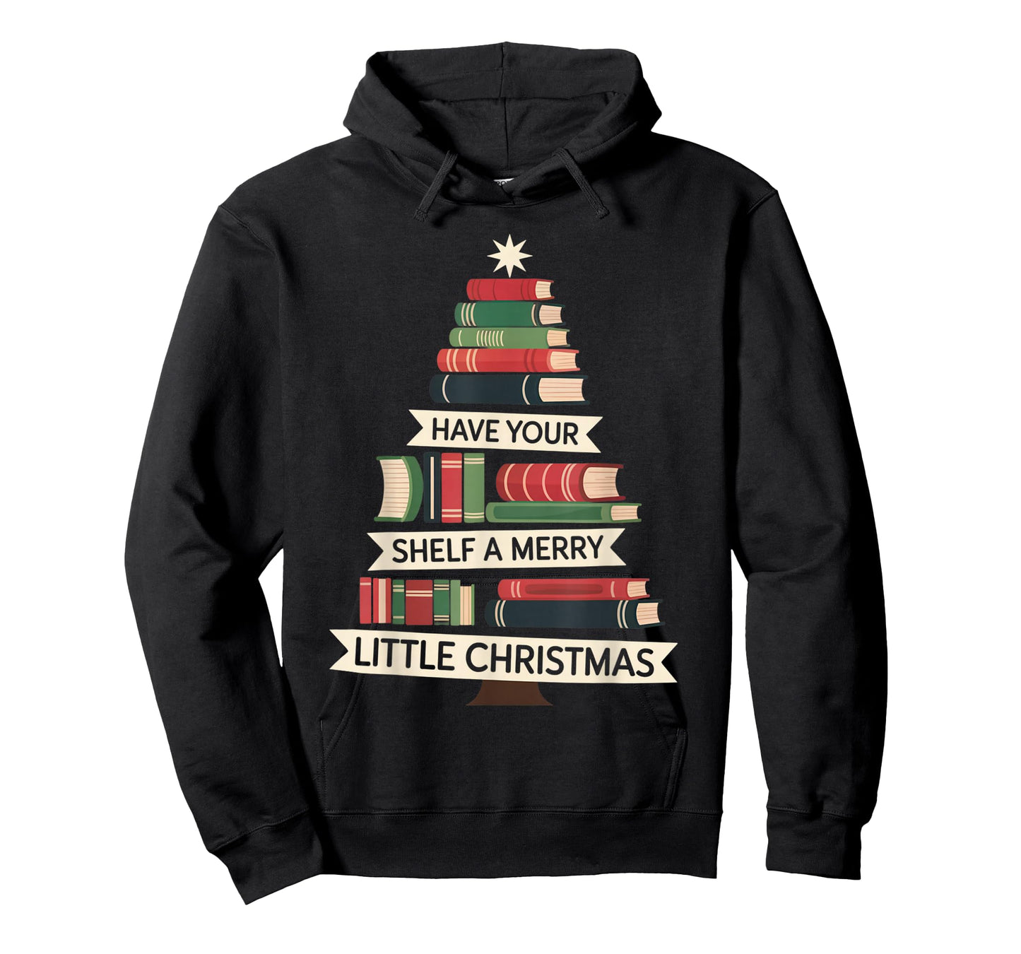Funny Book Merry Little Christmas Tree Holiday Design T-Shirt