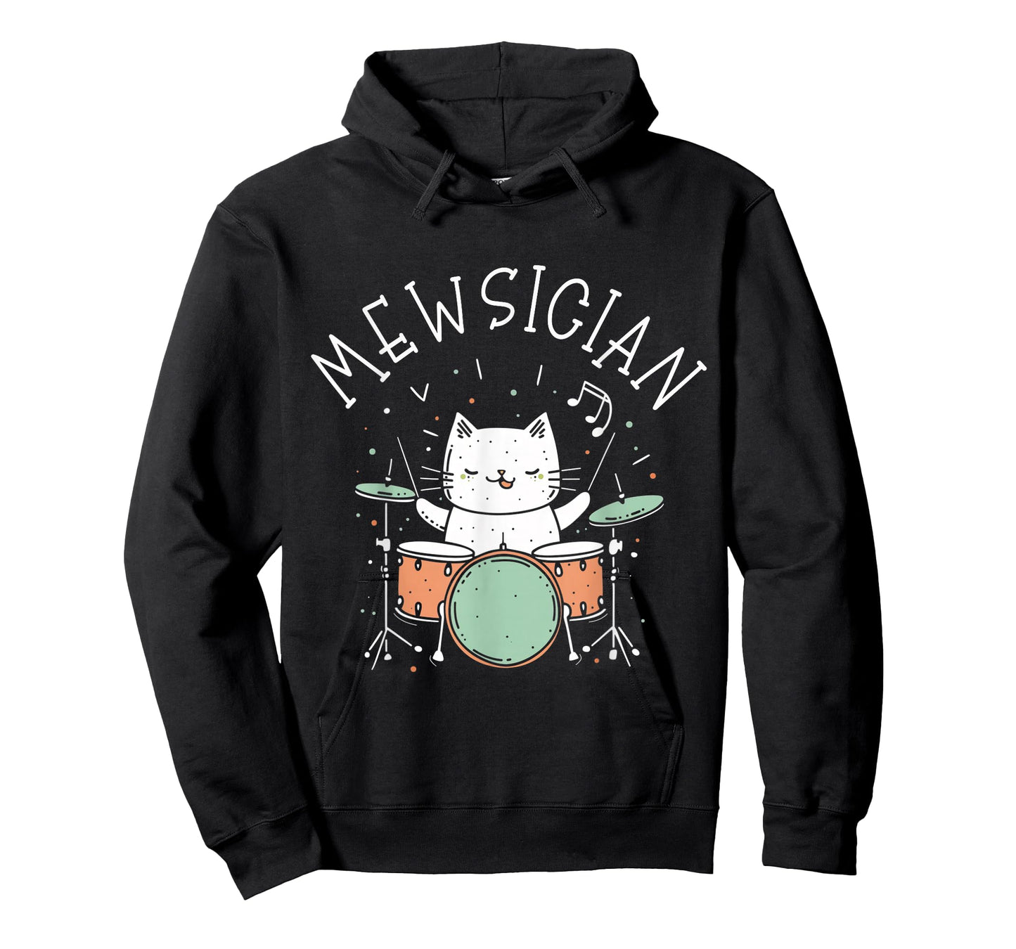 Drummer Cat Mewsician Funny Cute Kawaii Cat Playing Drums T-Shirt