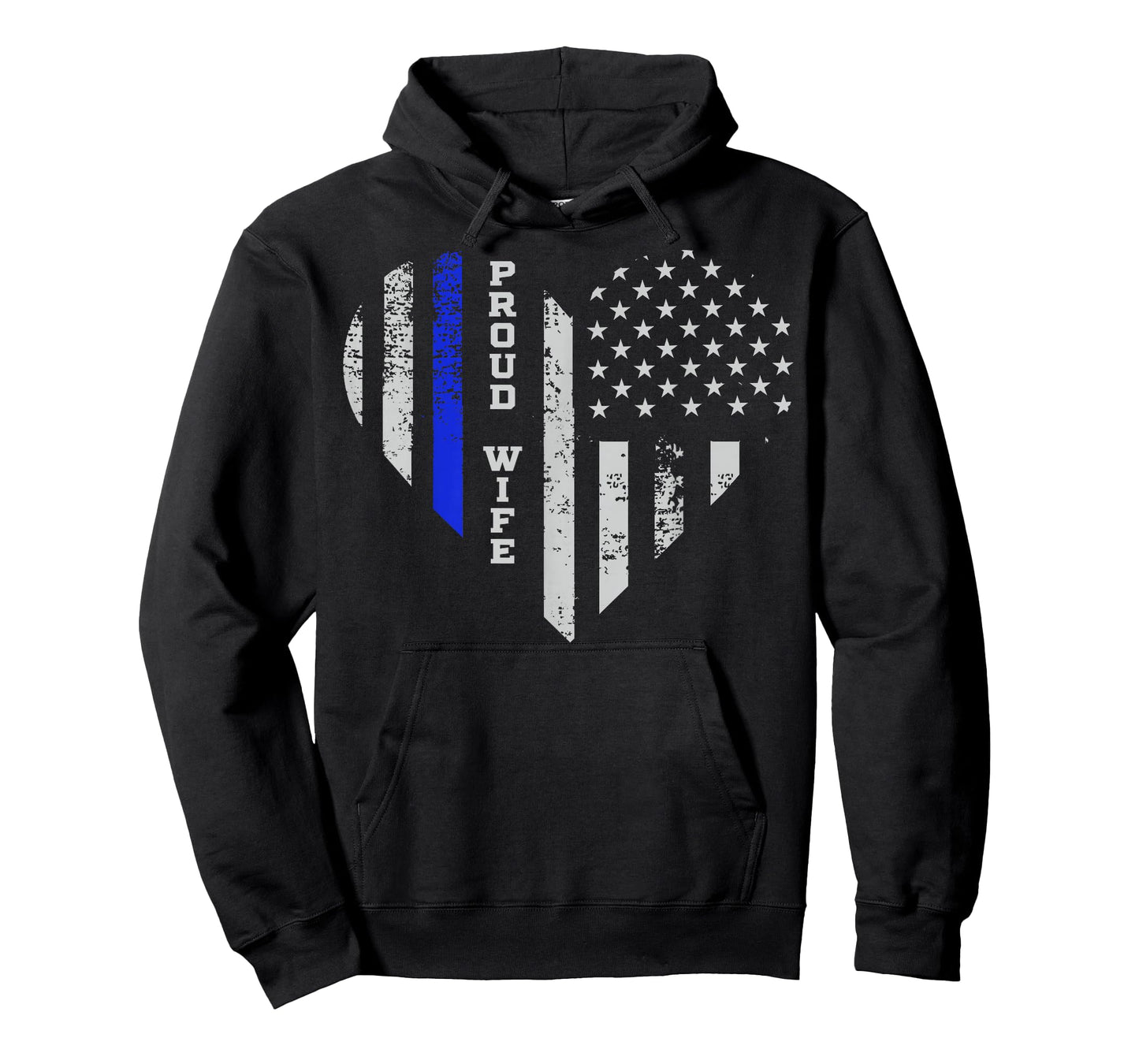 Thin Blue Line Heart T-Shirt Wife of Police Proud USA T-Shirt