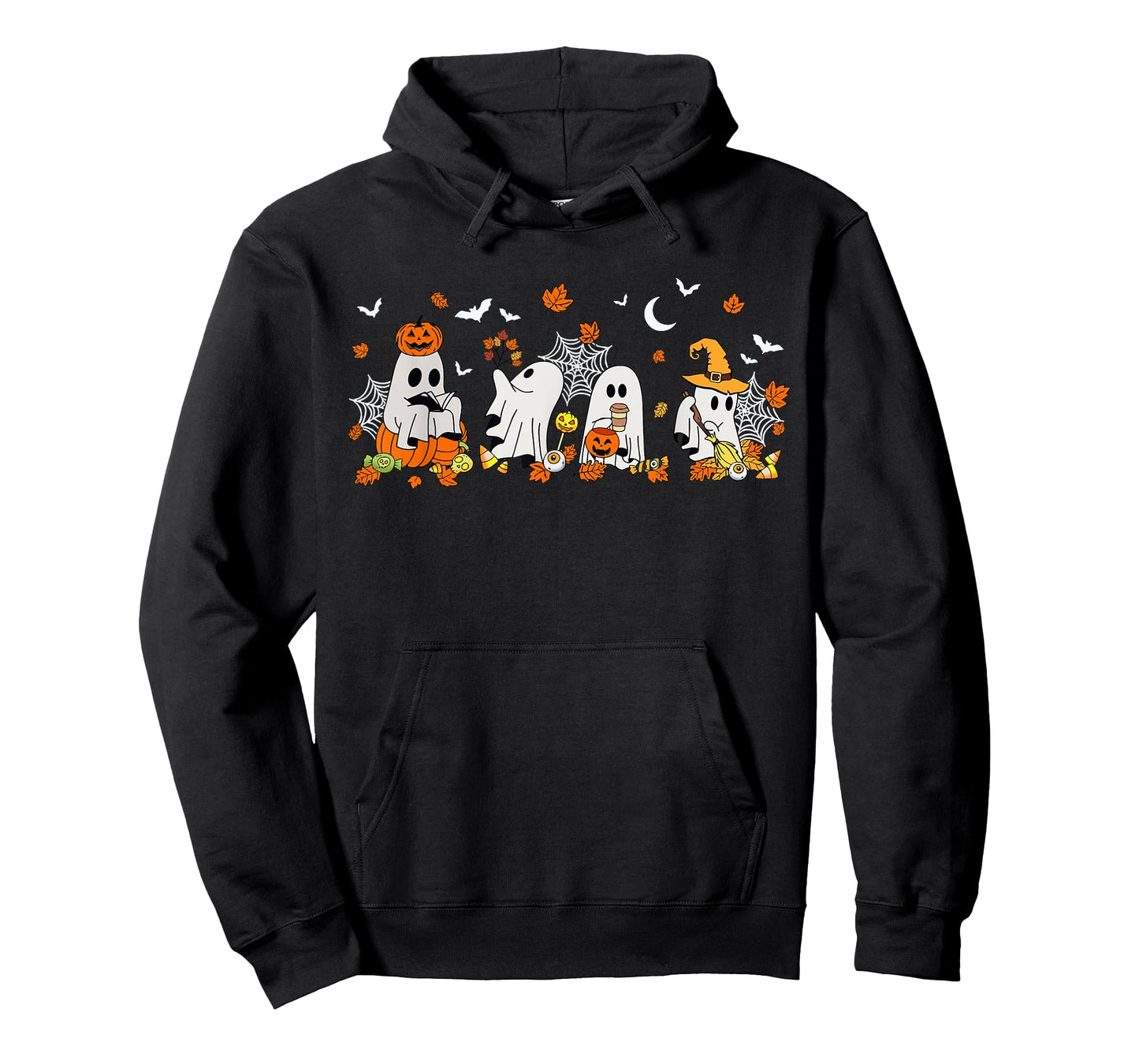 Cute Ghost Drinking Coffee Halloween Fall Ghost Book Reading T-Shirt