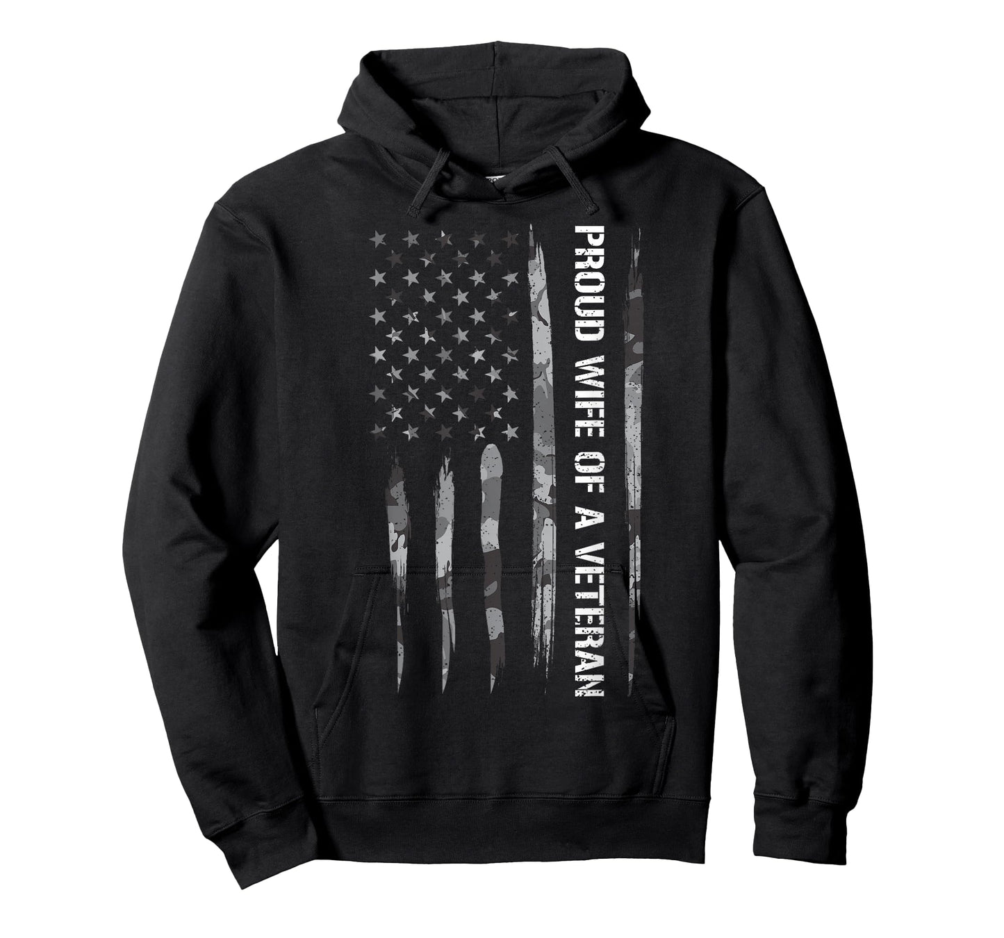 Wife: Proud Wife of A Veteran - American Flag T-Shirt