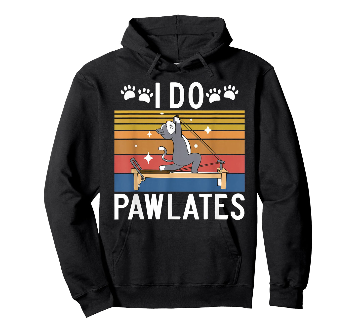 Pilates Gifts I Do Pawlates Cat Pilates Yoga T-Shirt Black Small Crew Neck Short Sleeve Women Pilates Enthusiasts