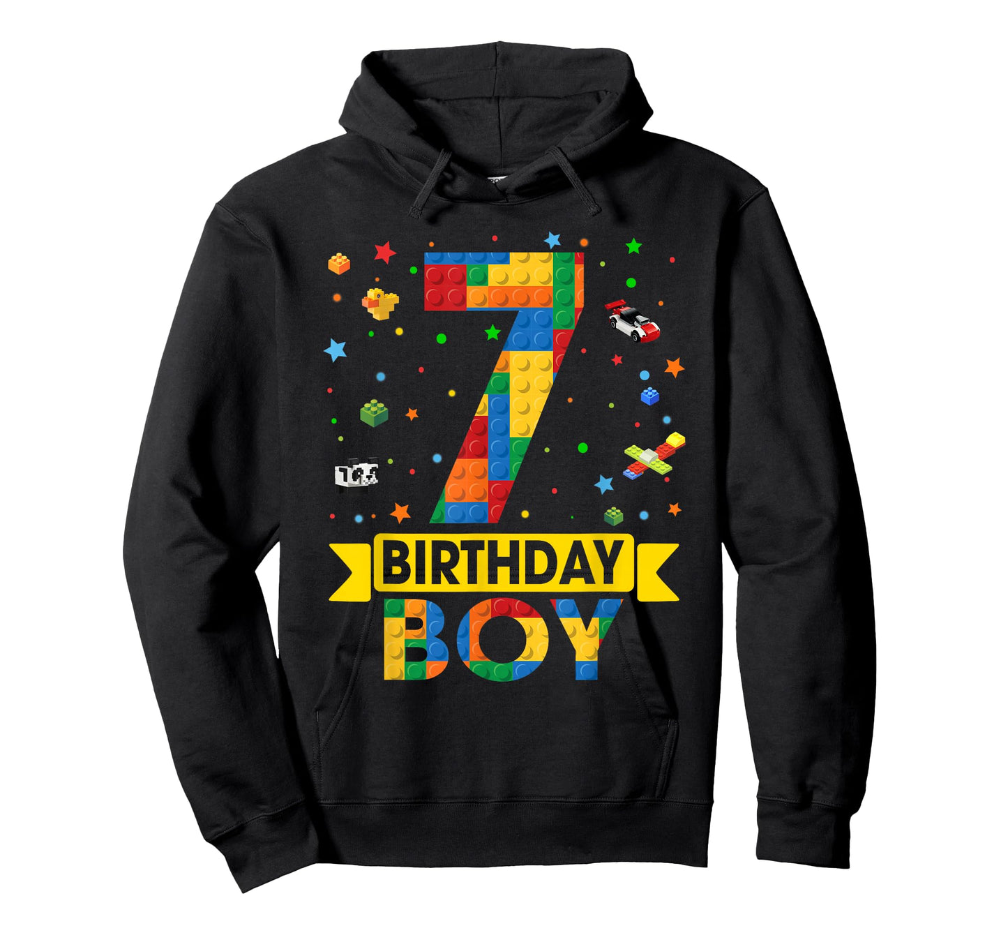 Kids Funny 7 Year Old Building Blocks 7th Birthday Boy T-Shirt