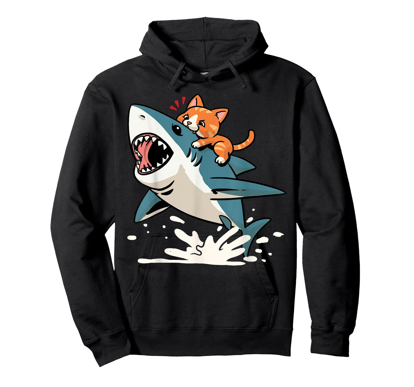 Cat Biting Shark Kitten Bit Funny Orange Cat Shark Men Women Girls Kids T-Shirt