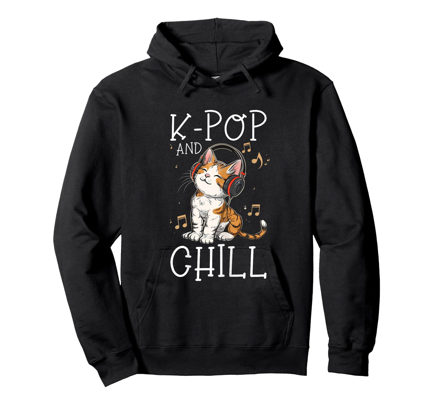 K-Pop And Chill Cute Kawaii Cat Funny Korean Pop Music T-Shirt