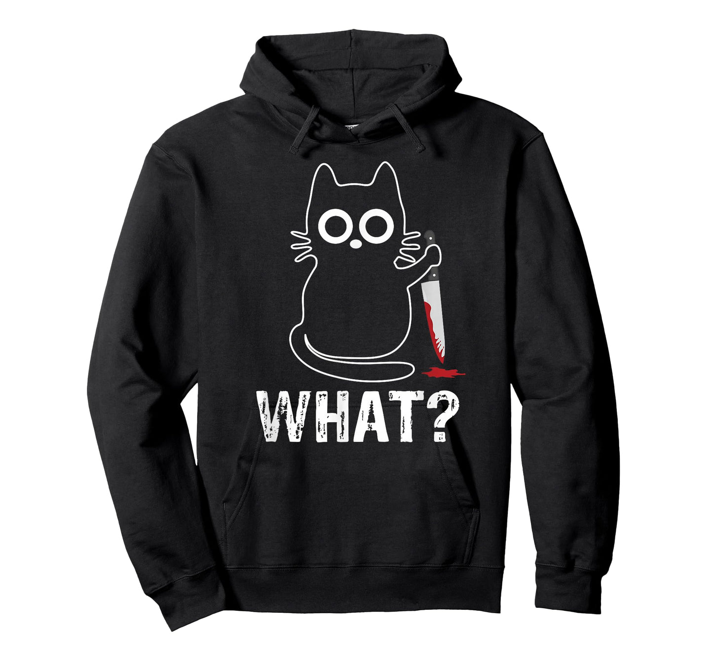 What? - Funny Cat with Knife Graphic Design T-Shirt