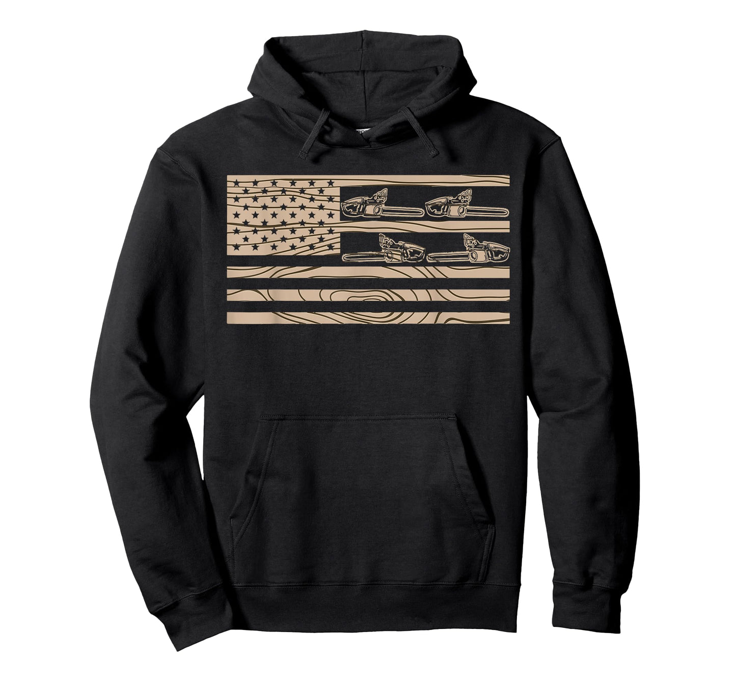 Lumberjack Logger Lumber USA Flag Chainsaw T-Shirt