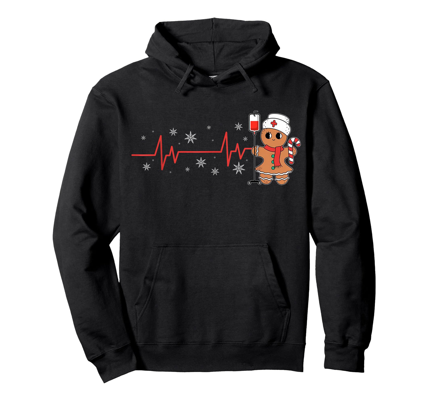 Christmas Nurse Heartbeat Gingerbread Scrub Tops Women T-Shirt