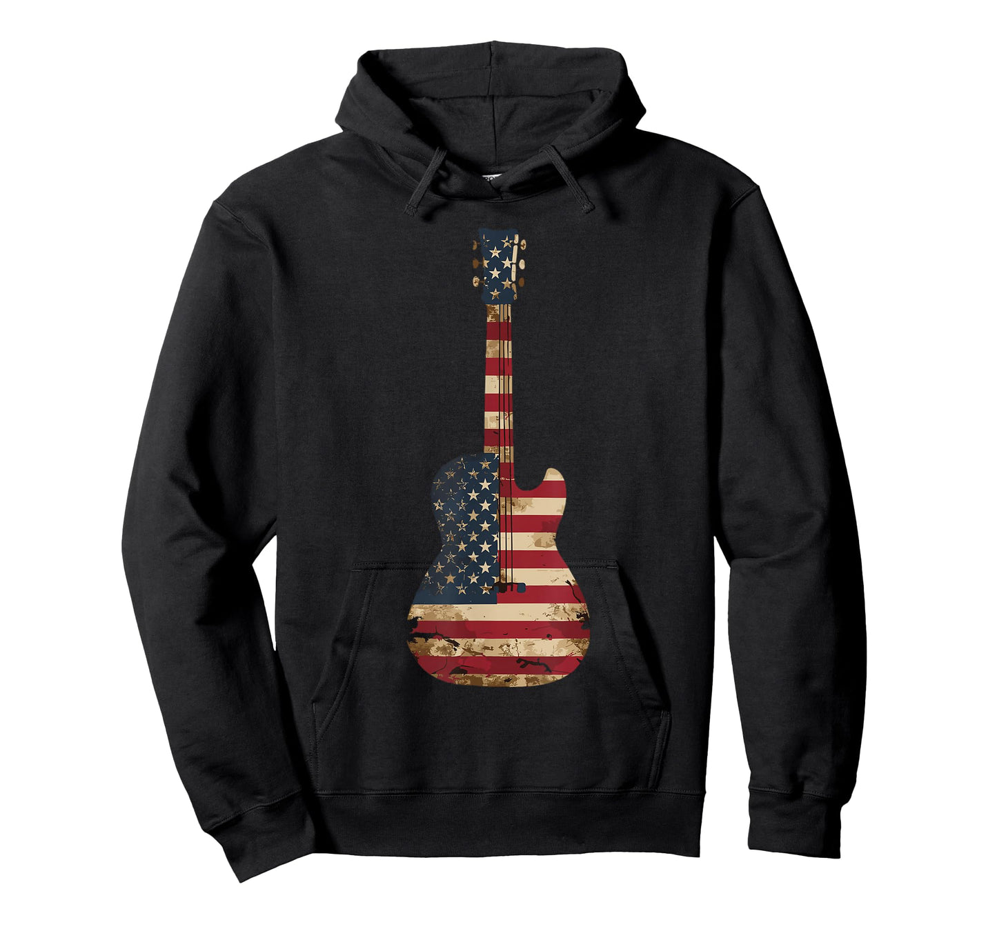 Guitars Vintage US American Flag Guitar T-Shirt