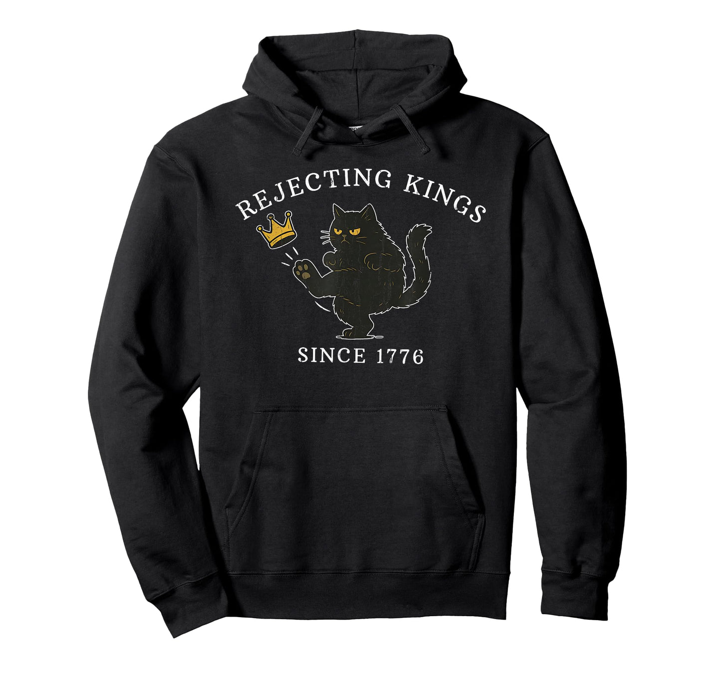 Rejecting Kings Since 1776 Protest, Funny Black Cat T-Shirt