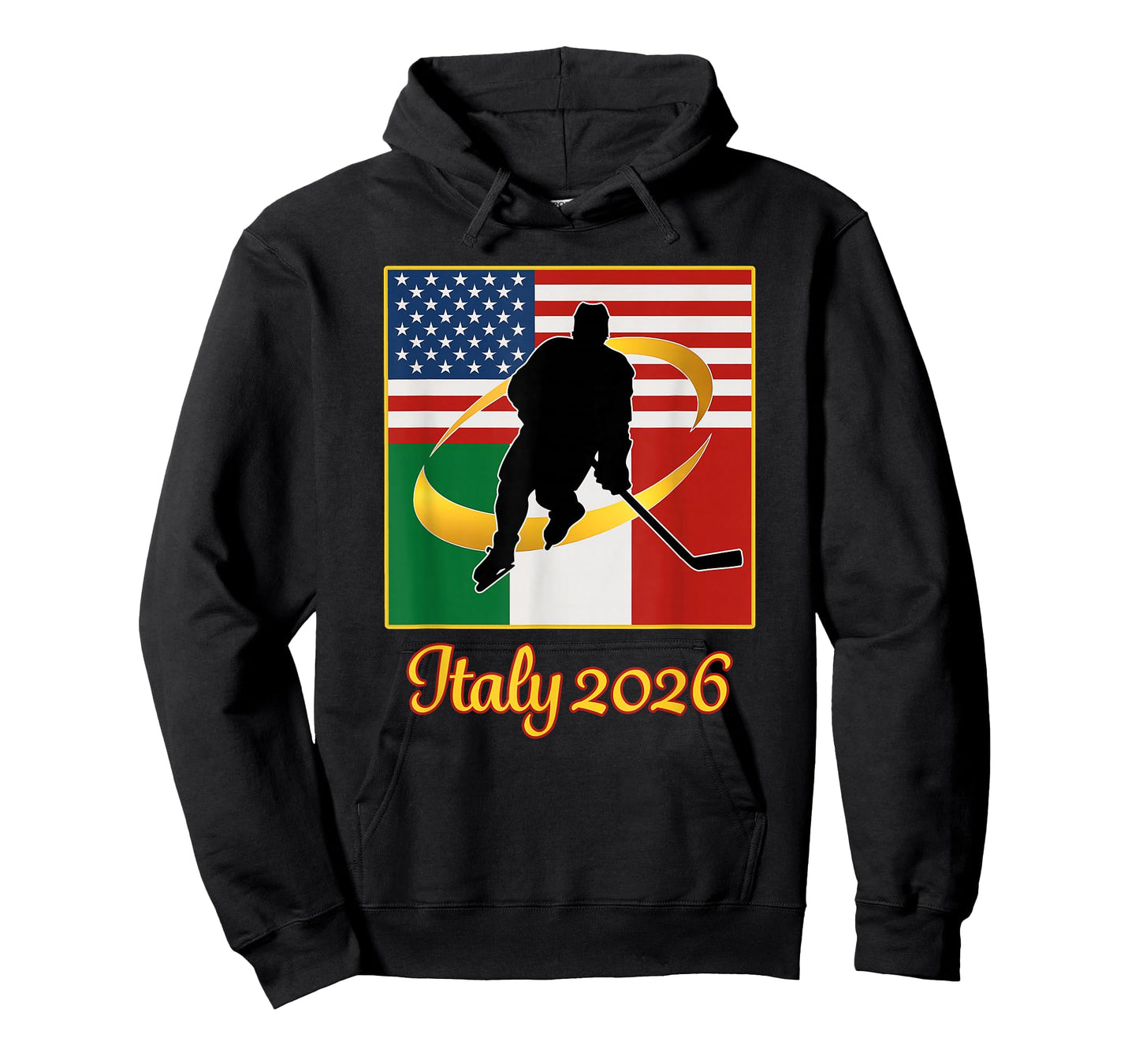 Italy 2026 Ice Hockey 2026 USA Italy Flags Winter Sports T-Shirt