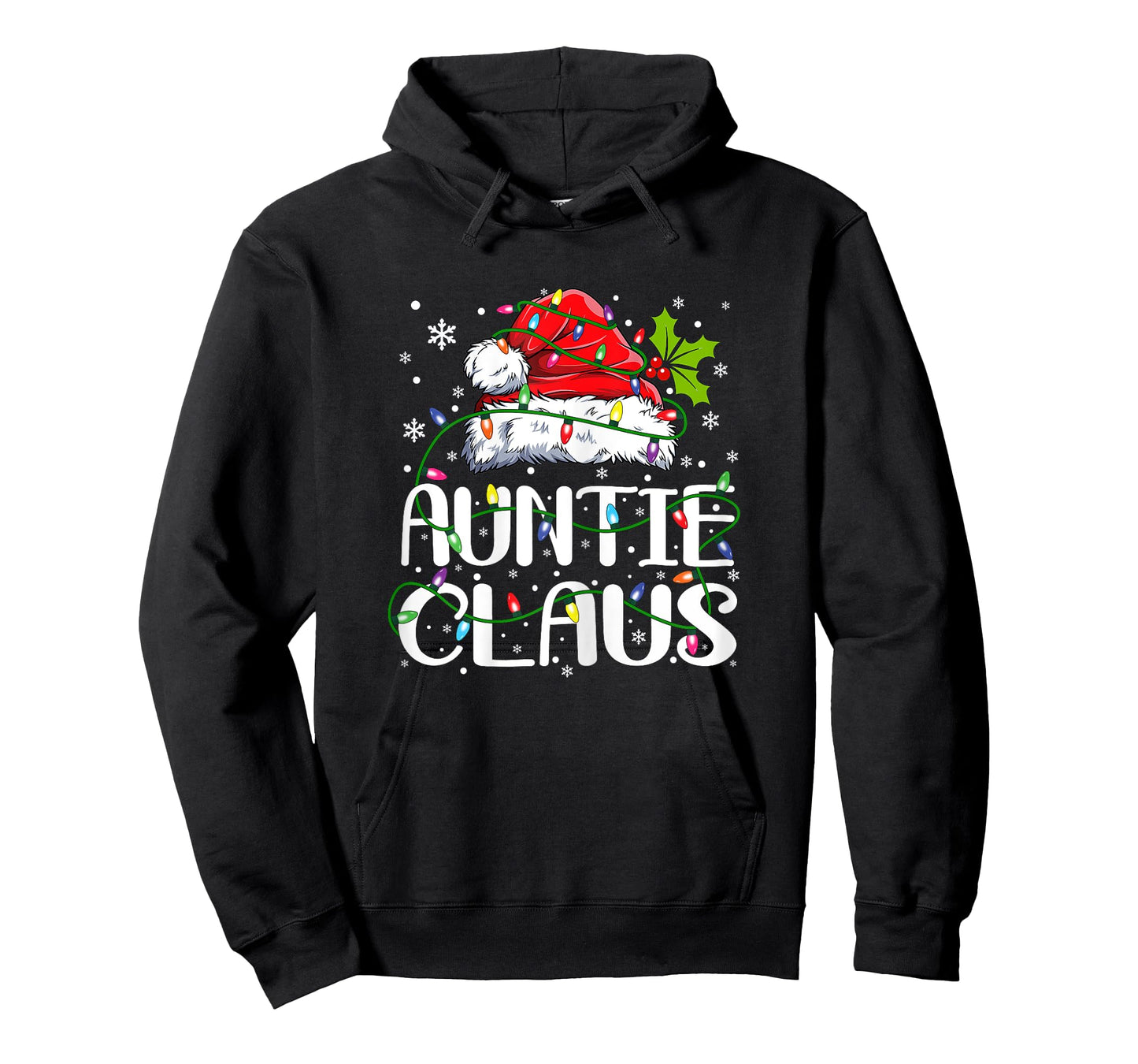 Auntie Claus Shirt Christmas Lights Pajama Family Matching T-Shirt