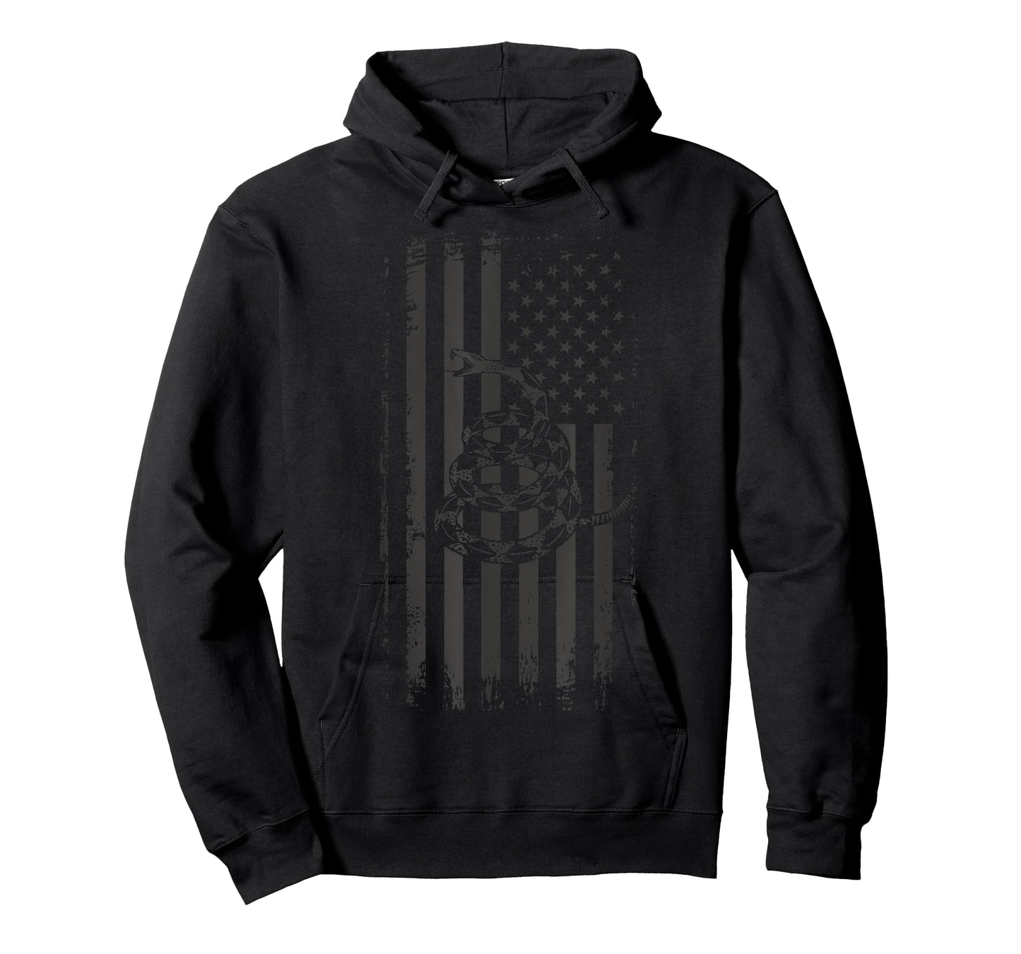 American Flag & Snake Patriotic Shirt Stealth Black T-Shirt
