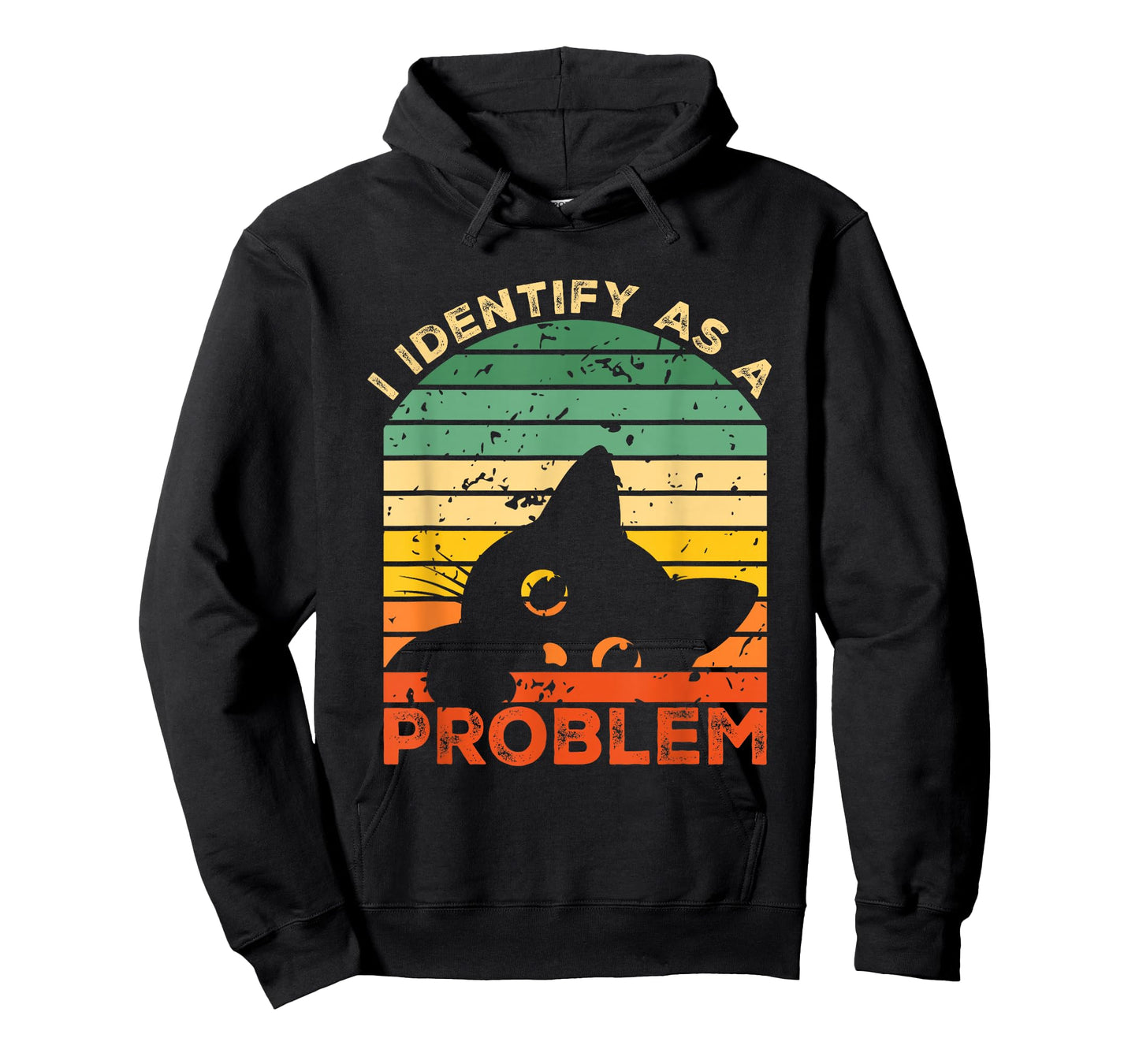 Funny Sarcastic I Identify As A Problem Vintage Cat Meme T-Shirt