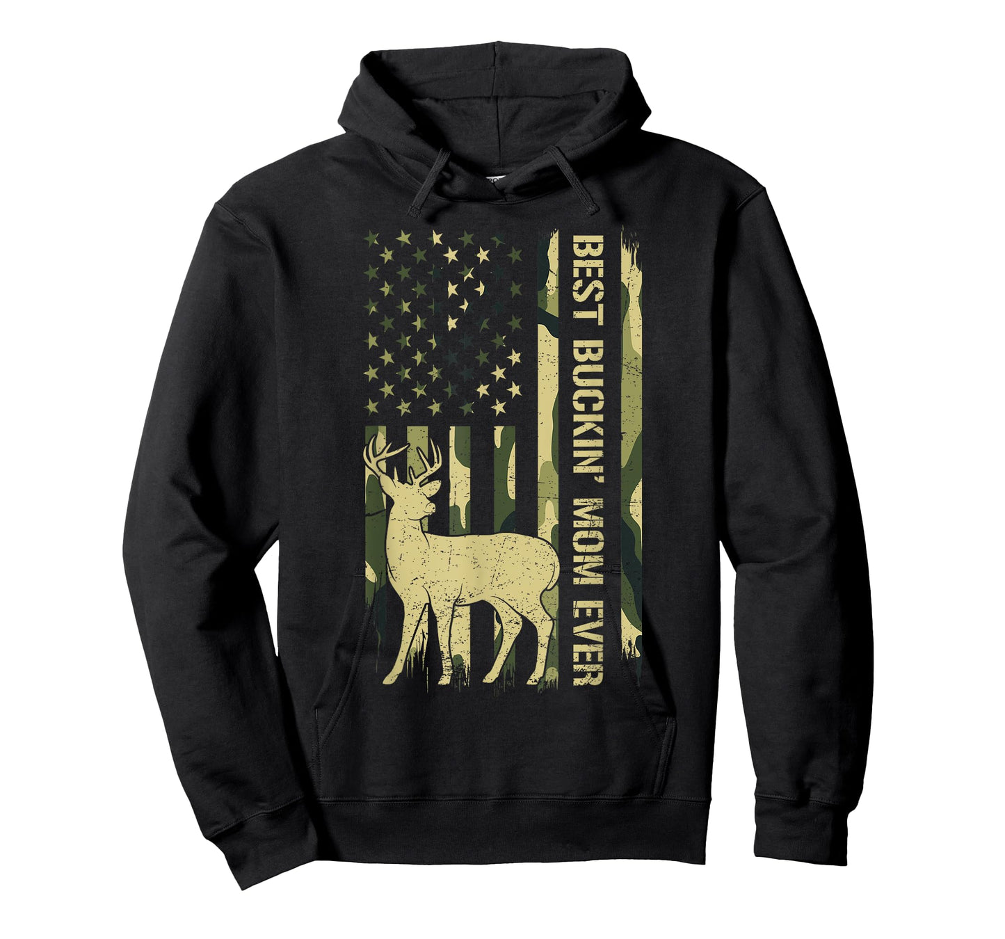 Best Buckin' Mom Ever Camouflage Deer Hunting Flag USA T-Shirt