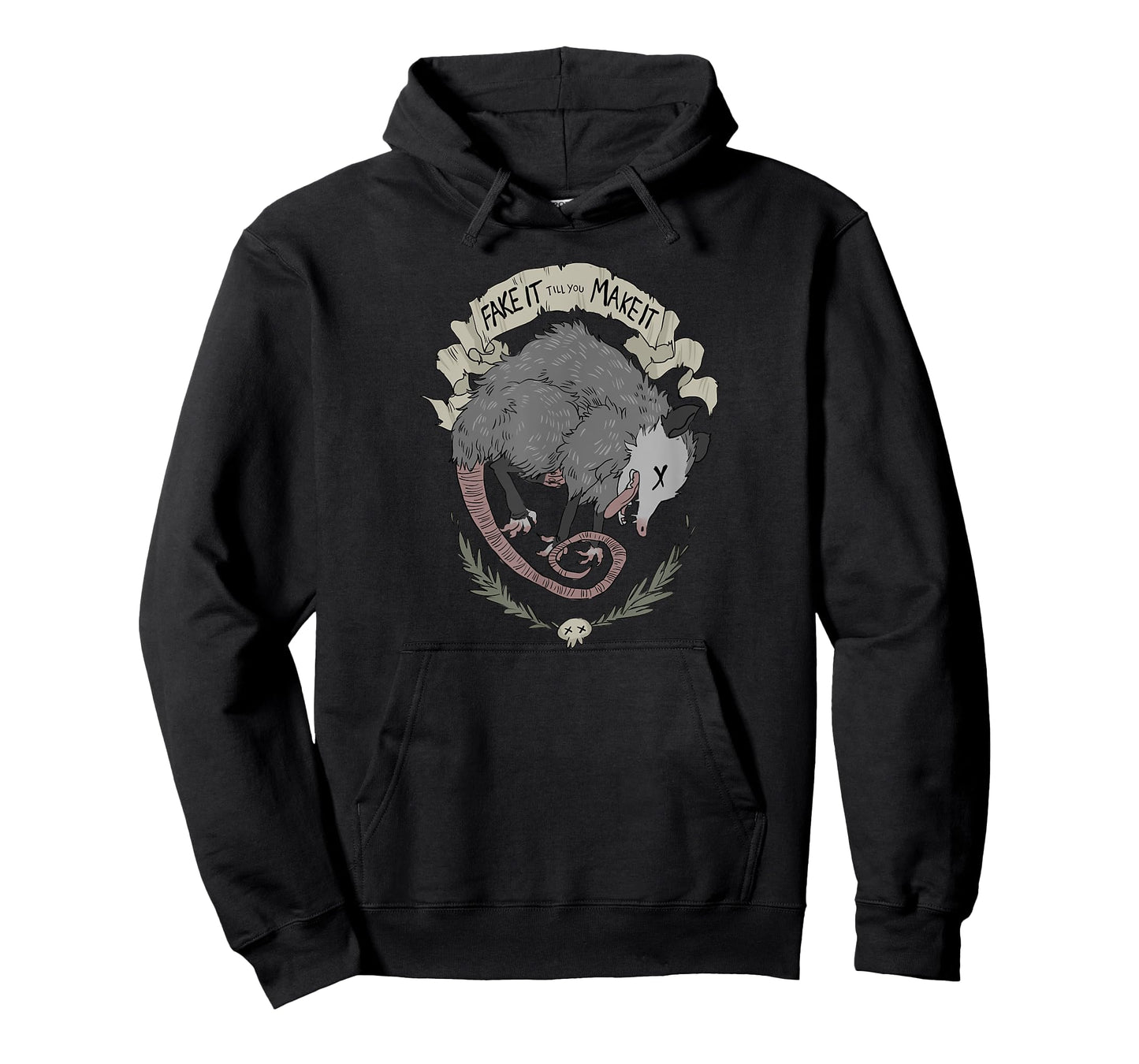 Street Cats Team Trash Racoon Rat Backyard Animal Opossum I Funny Dead Possum Fake It Till You Make It Unisex-Adults Black Short Sleeve T-Shirt